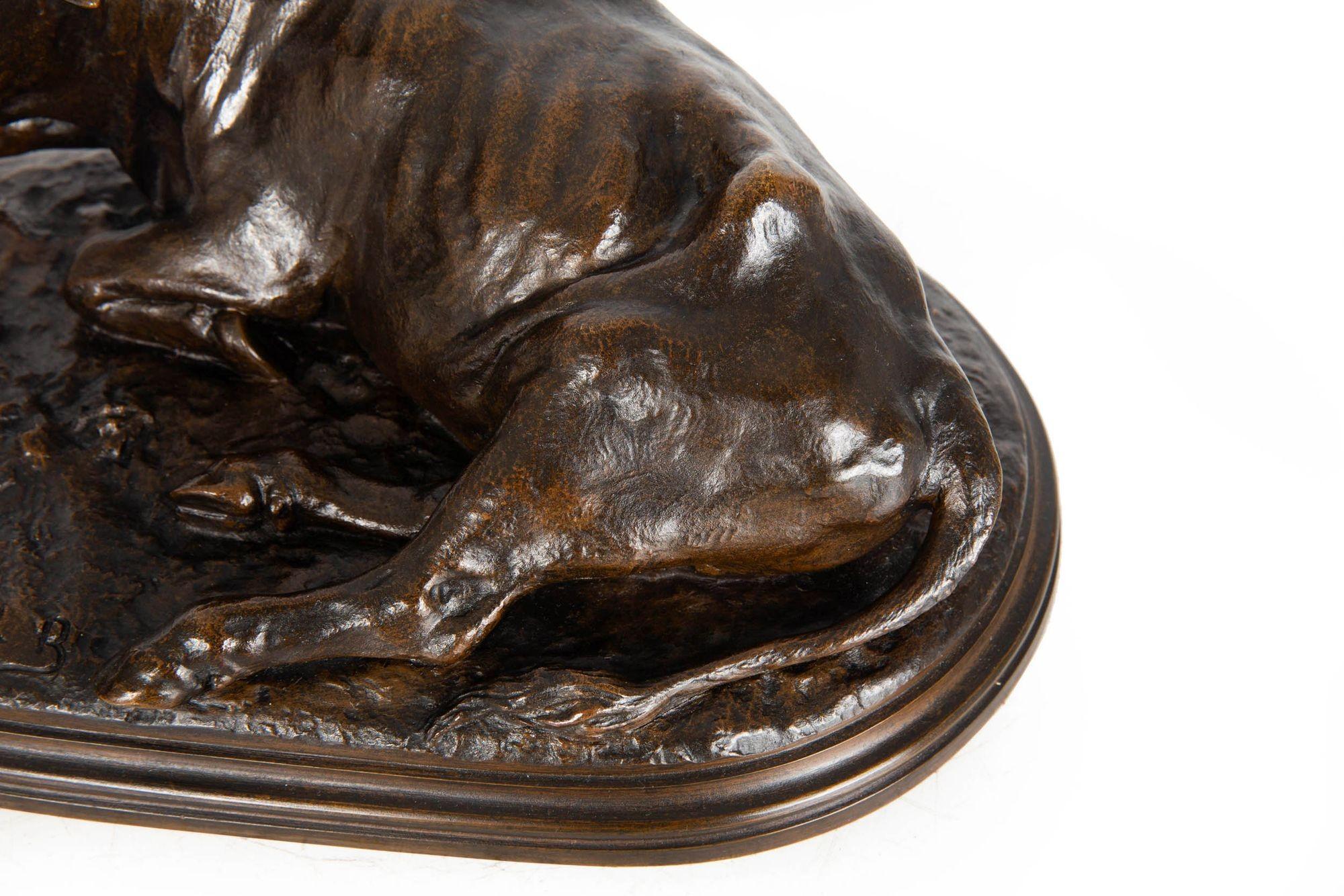 Circa 1880 French Antique Bronze Sculpture “Resting Bull” by Rosa Bonheur For Sale 7