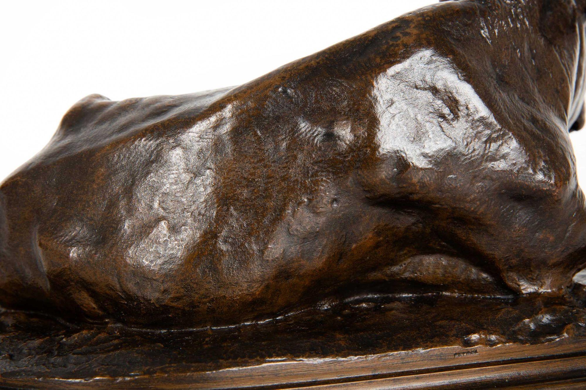 Circa 1880 French Antique Bronze Sculpture “Resting Bull” by Rosa Bonheur For Sale 10