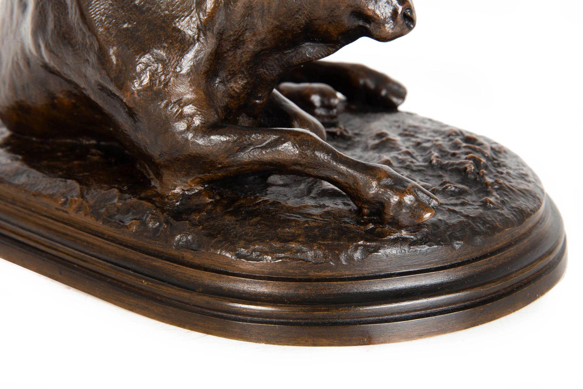 Circa 1880 French Antique Bronze Sculpture “Resting Bull” by Rosa Bonheur For Sale 12