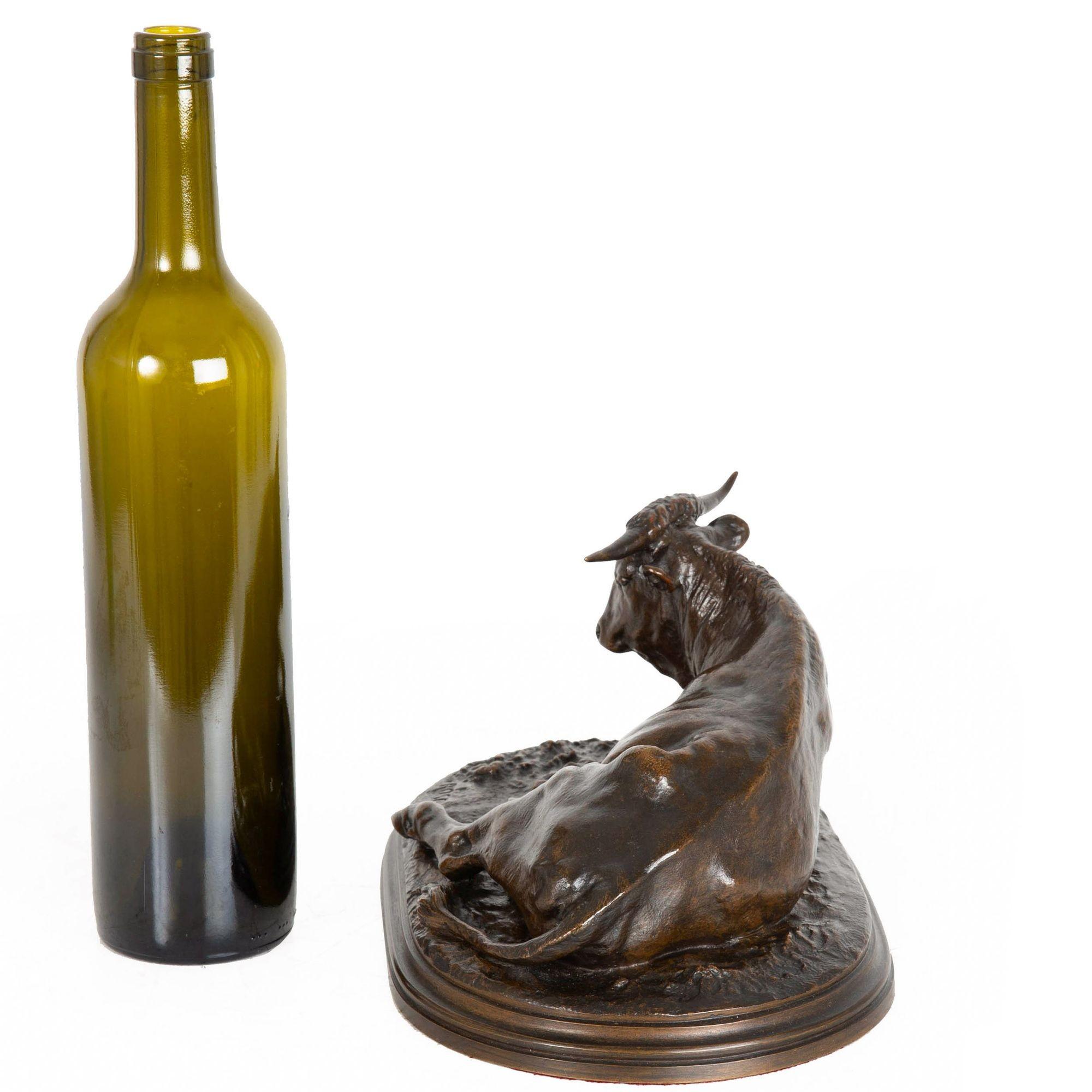 19th Century Circa 1880 French Antique Bronze Sculpture “Resting Bull” by Rosa Bonheur For Sale