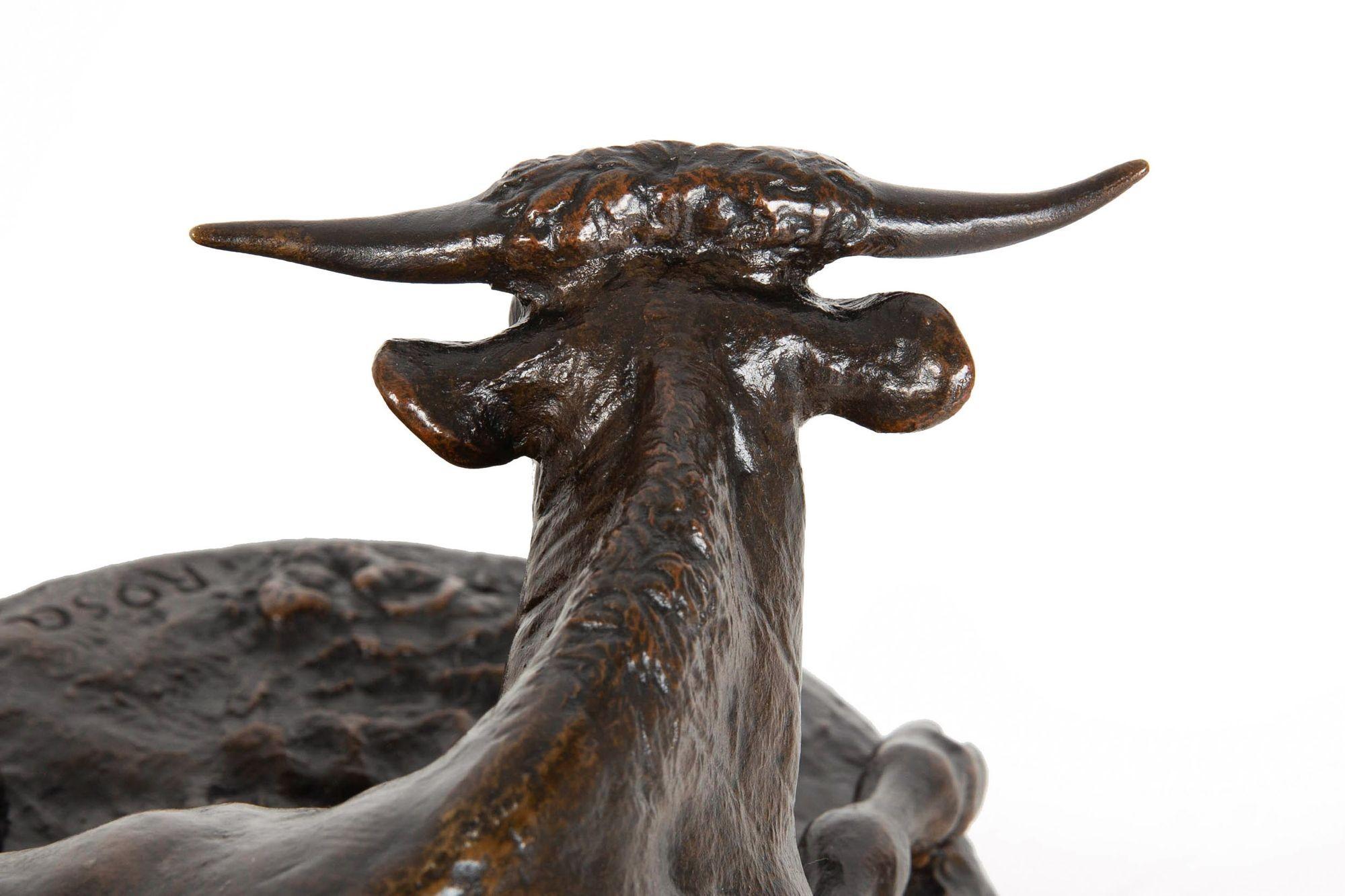 Circa 1880 French Antique Bronze Sculpture “Resting Bull” by Rosa Bonheur For Sale 2