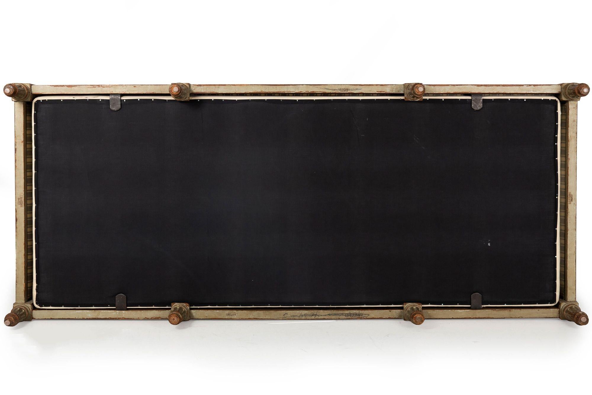 Circa 1880 French Antique Carved Teal Painted Daybed Sofa by L. Bontemps 8