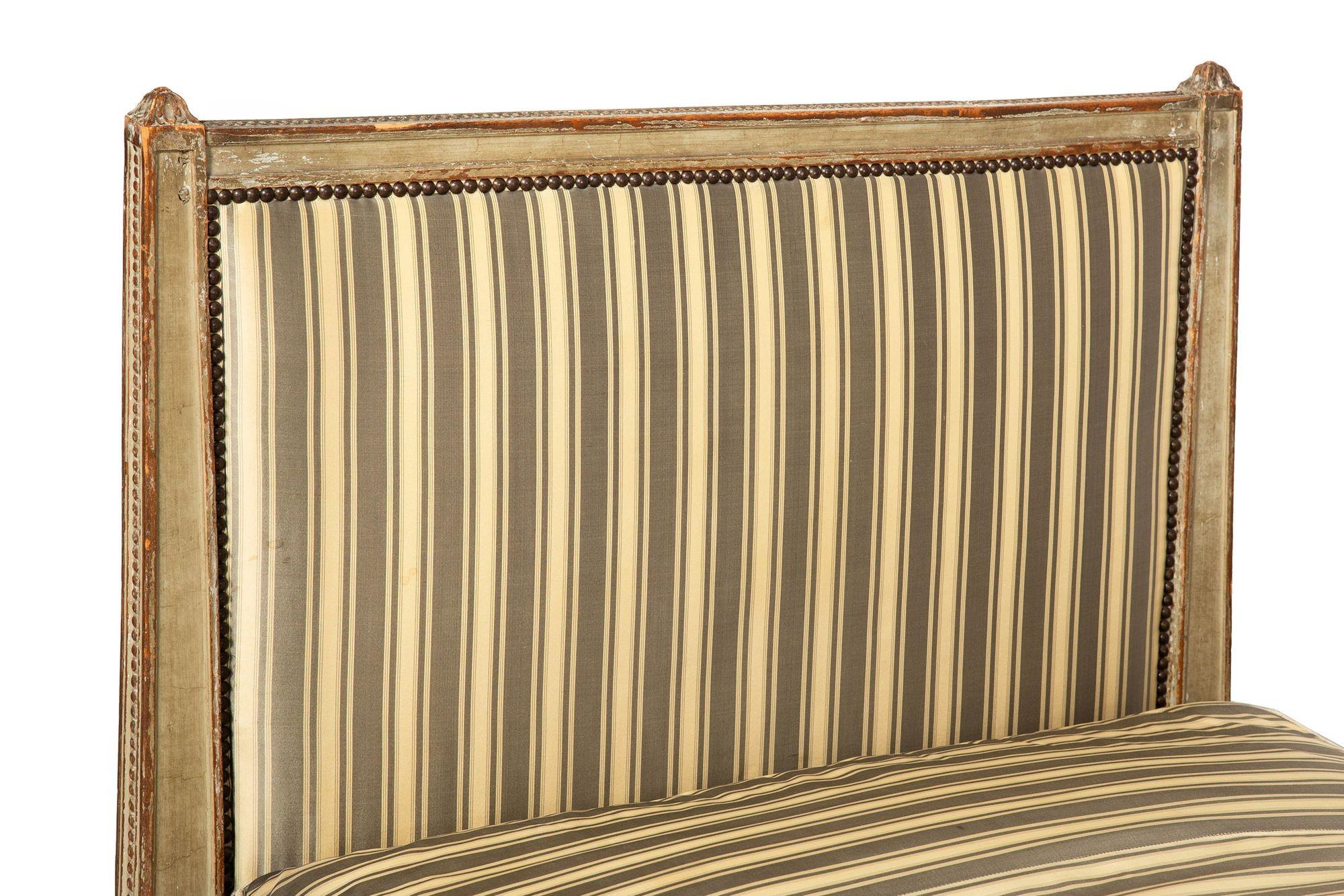Circa 1880 French Antique Carved Teal Painted Daybed Sofa by L. Bontemps 1