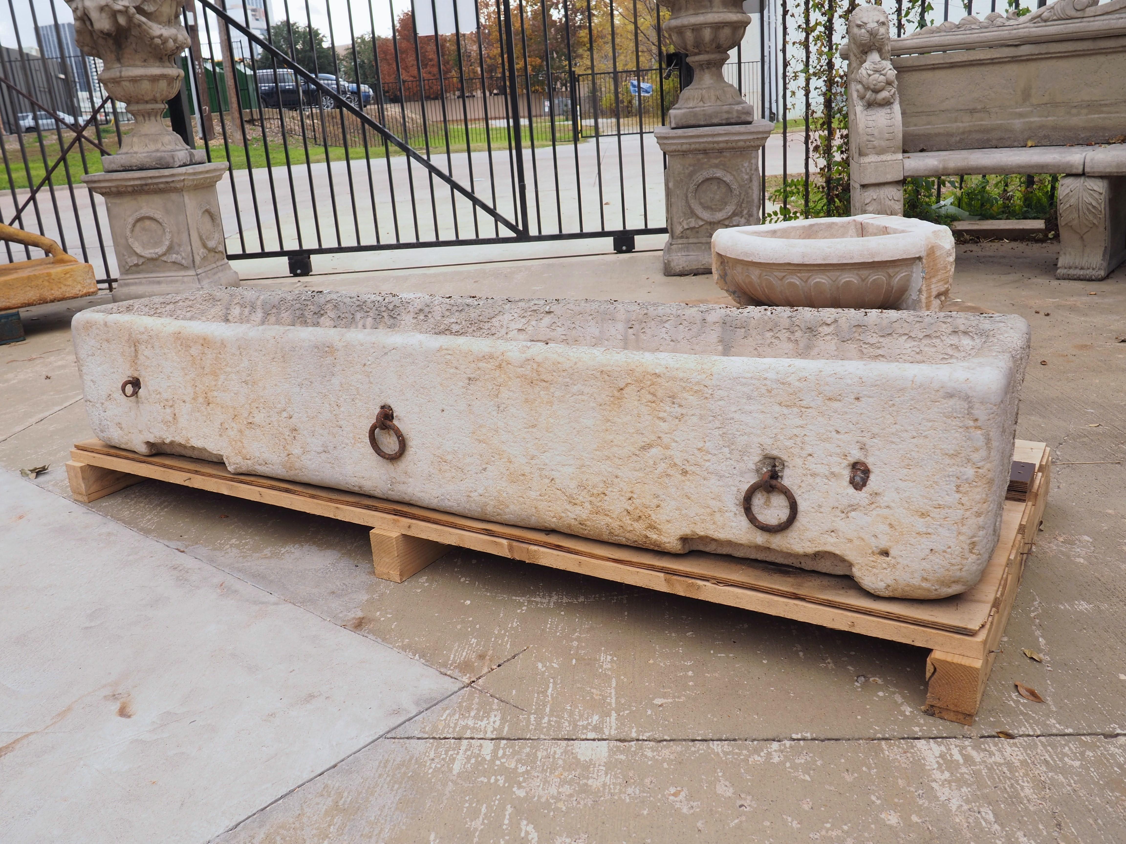 Circa 1880 French Burgundy Stone Double Trough with Iron Horse Ties 6