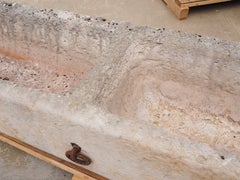 Circa 1880 French Burgundy Stone Double Trough with Iron Horse Ties