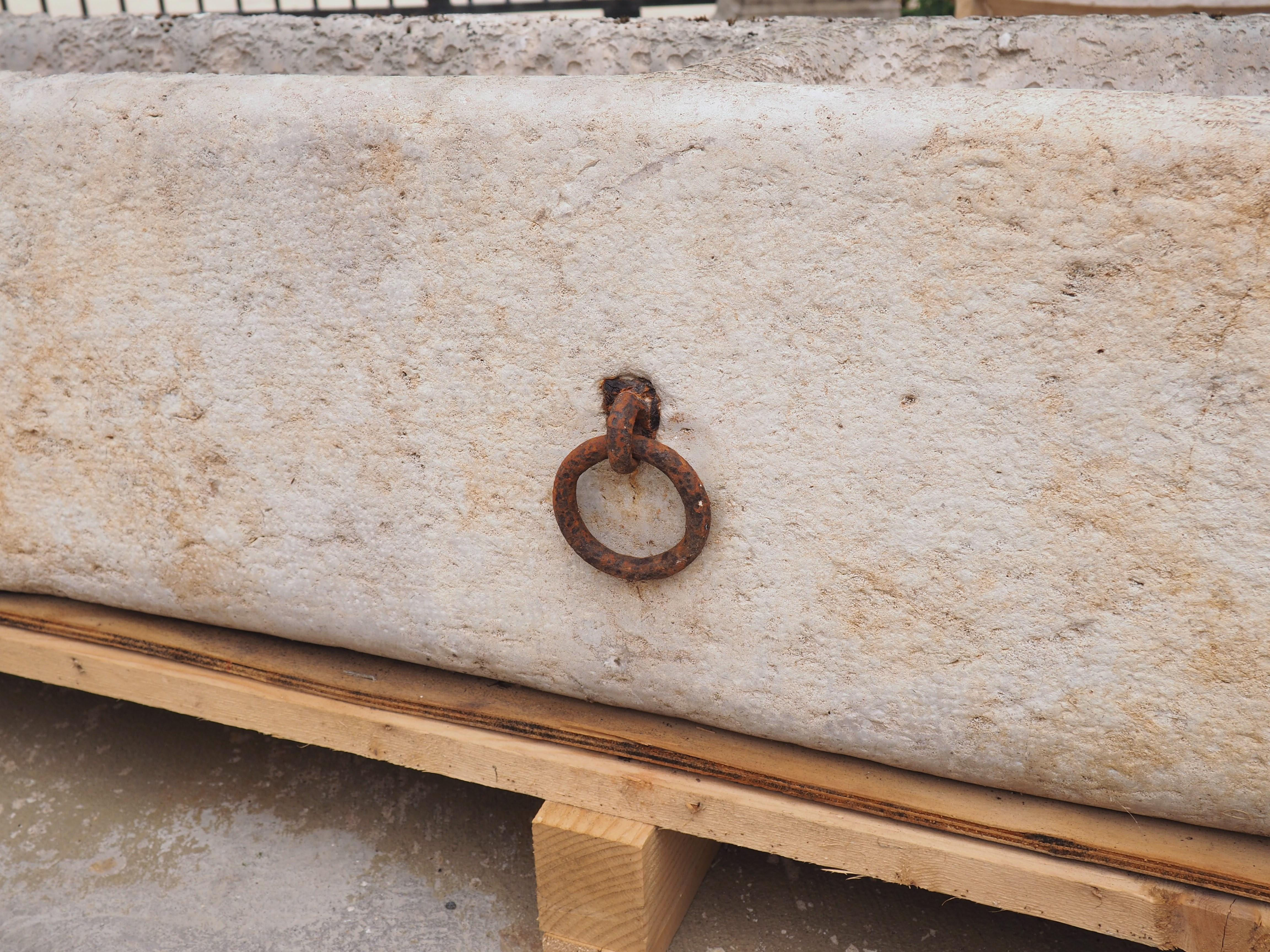 Circa 1880 French Burgundy Stone Double Trough with Iron Horse Ties 3