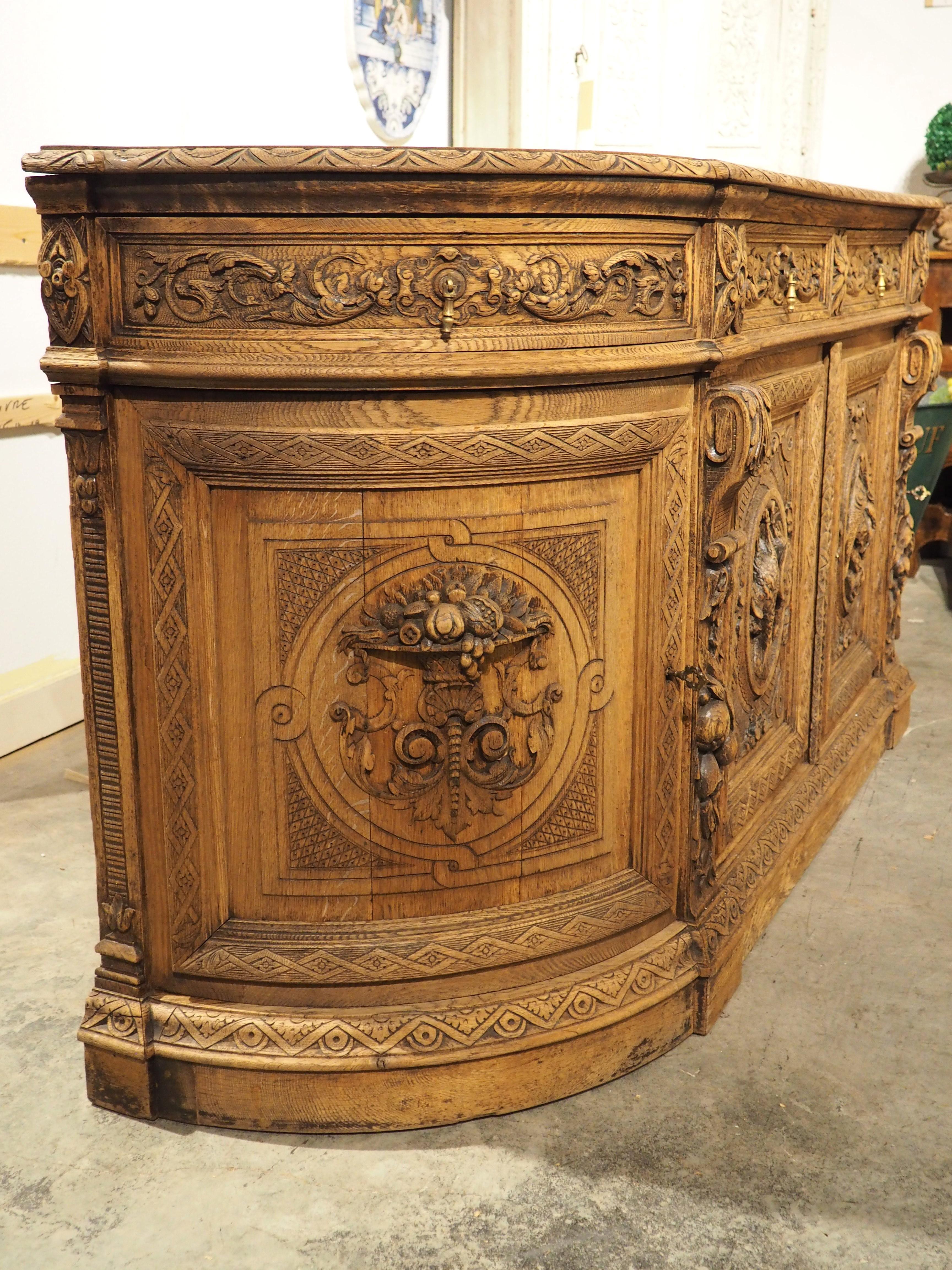 Circa 1880 French Carved Oak Demi Lune Buffet de Chasse 5