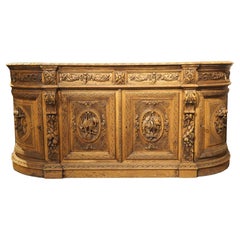Used Circa 1880 French Carved Oak Demi Lune Buffet de Chasse