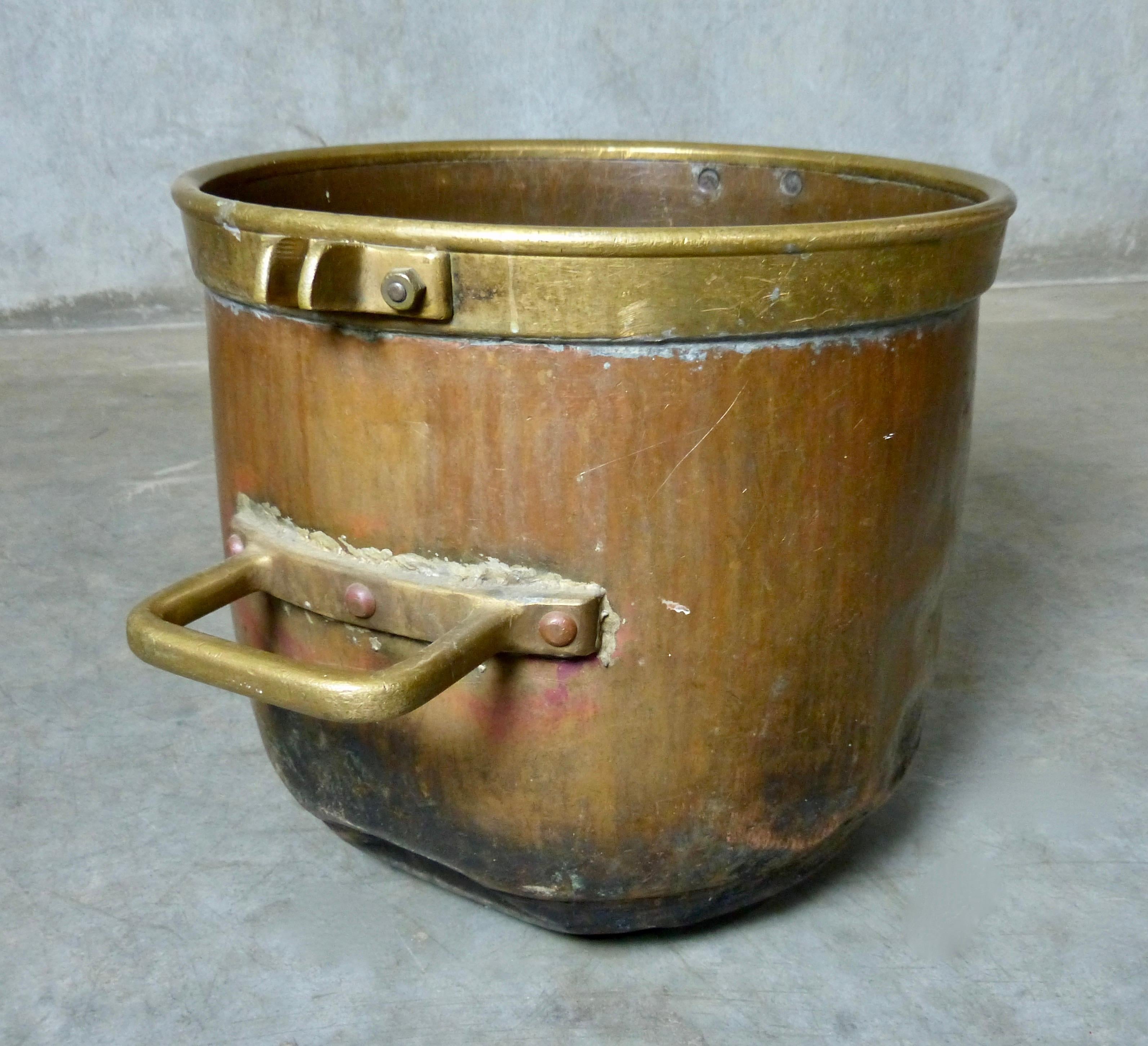 Victorian French Copper Pot/Cauldron with Brass Accents, circa 1880
