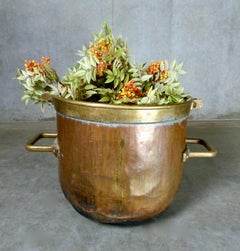 French Copper Pot/Cauldron with Brass Accents, circa 1880