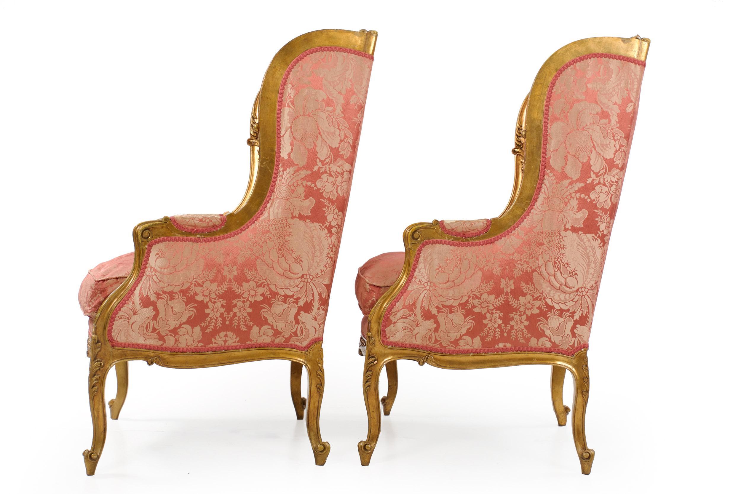 Carved Circa 1880 French Louis XV Style Antique Arm Chairs, a Pair