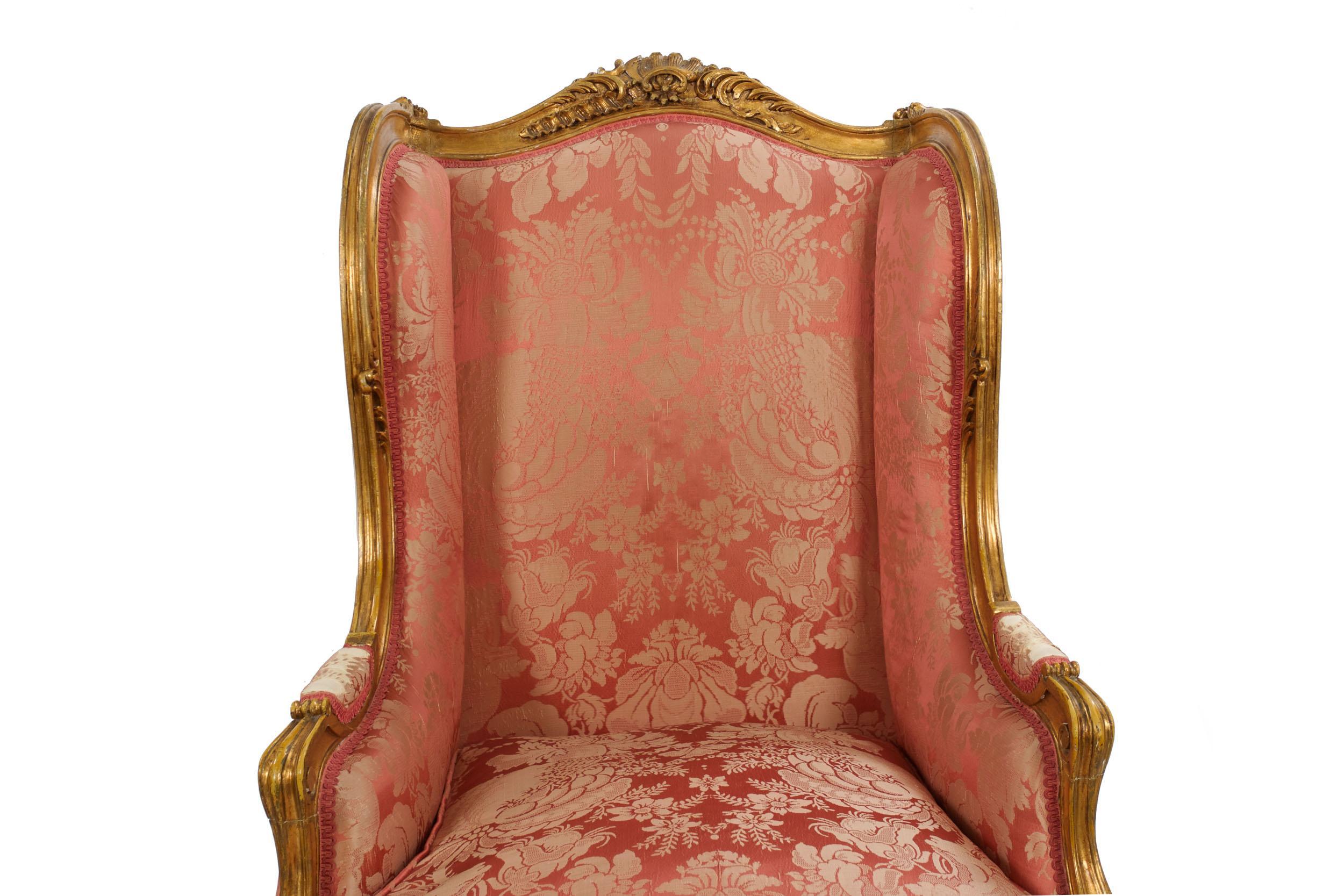 Fabric Circa 1880 French Louis XV Style Antique Arm Chairs, a Pair
