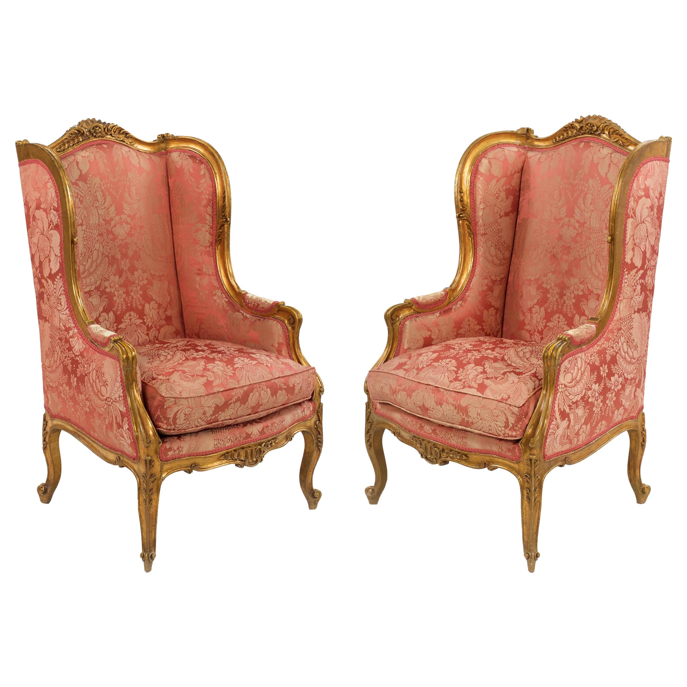 Circa 1880 French Louis XV Style Antique Arm Chairs, a Pair