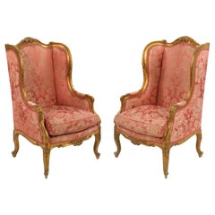 Circa 1880 French Louis XV Style Antique Arm Chairs, a Pair