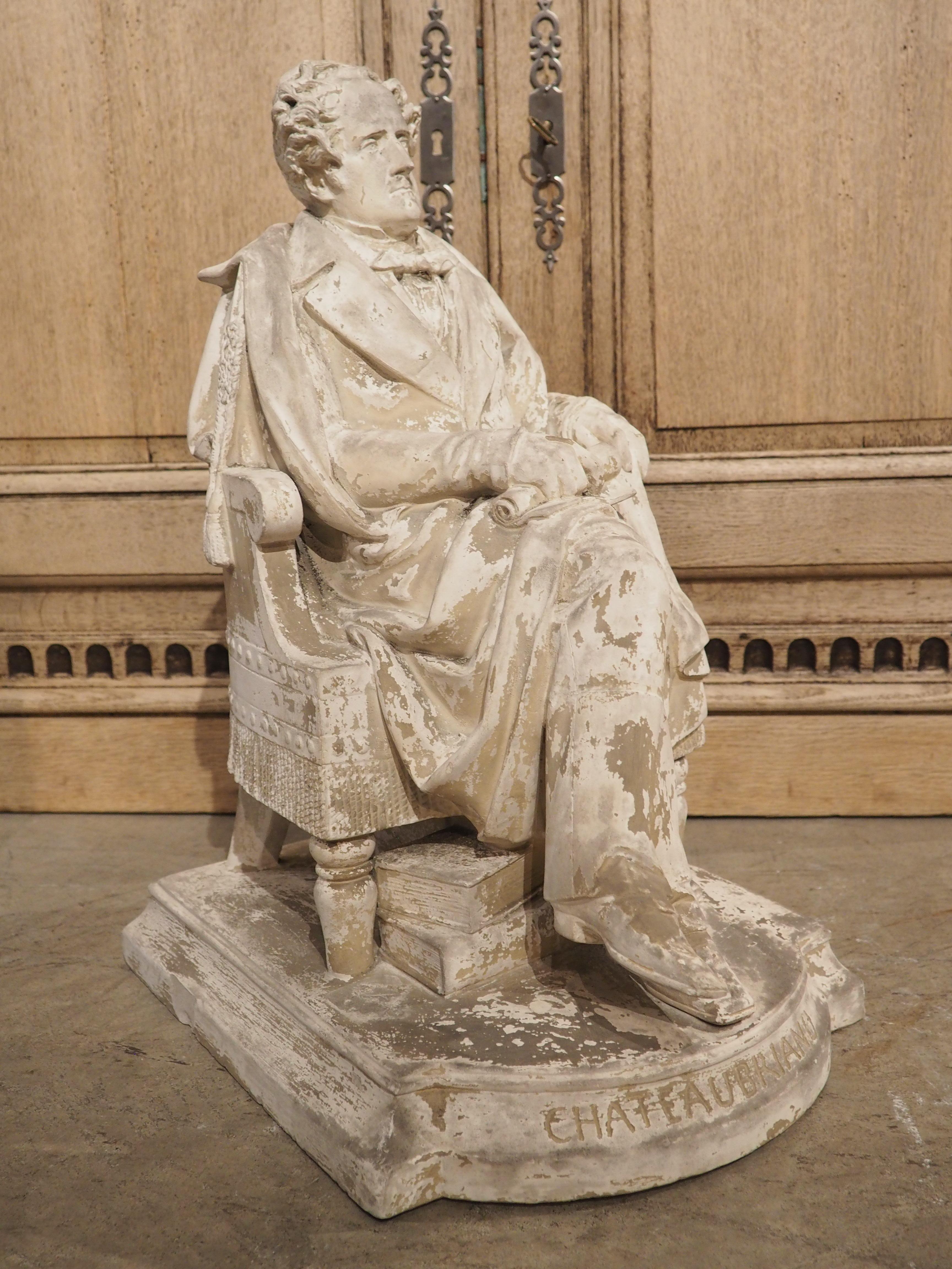 circa 1880 French Plaster Sculpture of Francois Rene De Chateaubriand For Sale 8