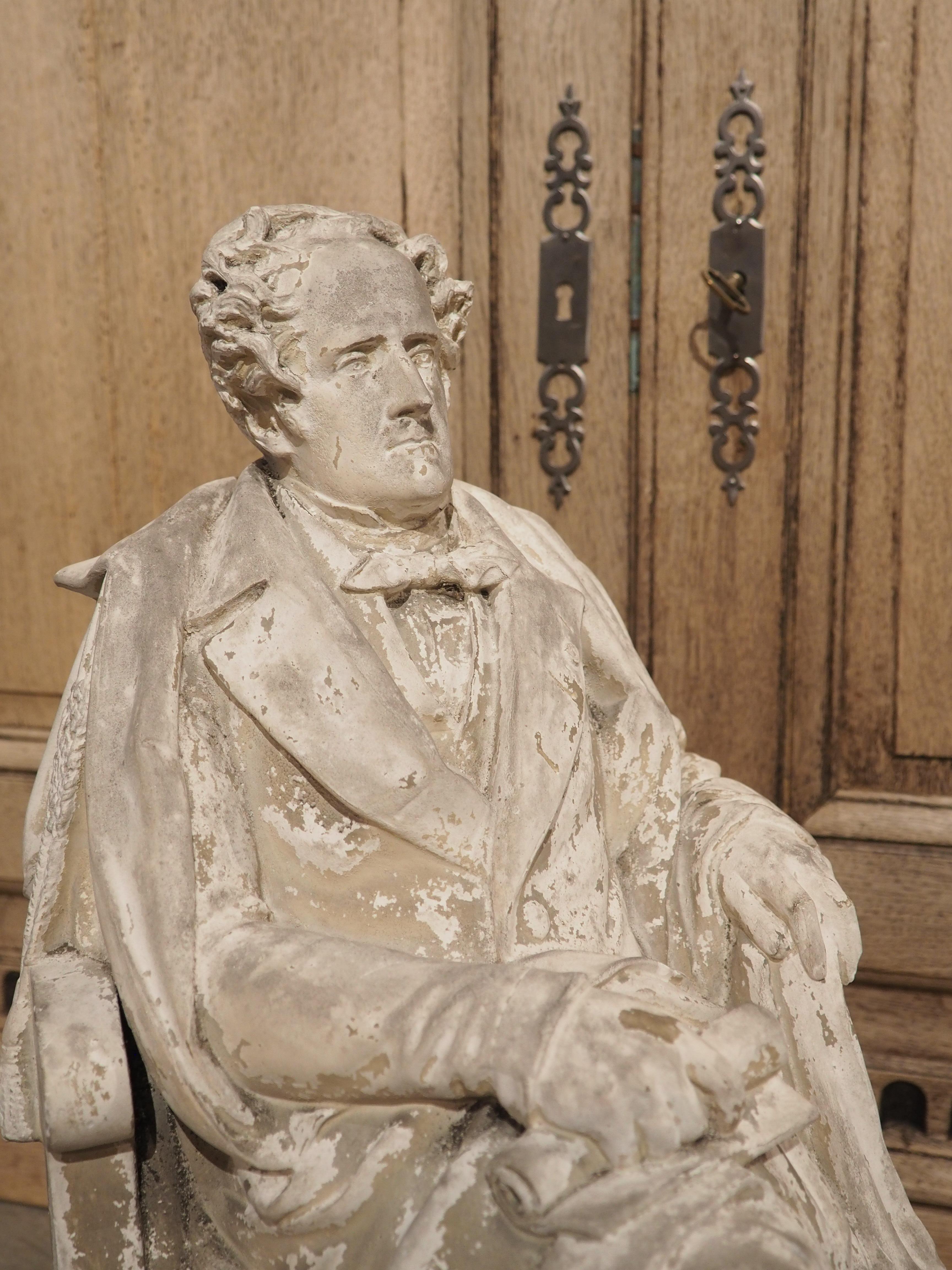 circa 1880 French Plaster Sculpture of Francois Rene De Chateaubriand For Sale 9