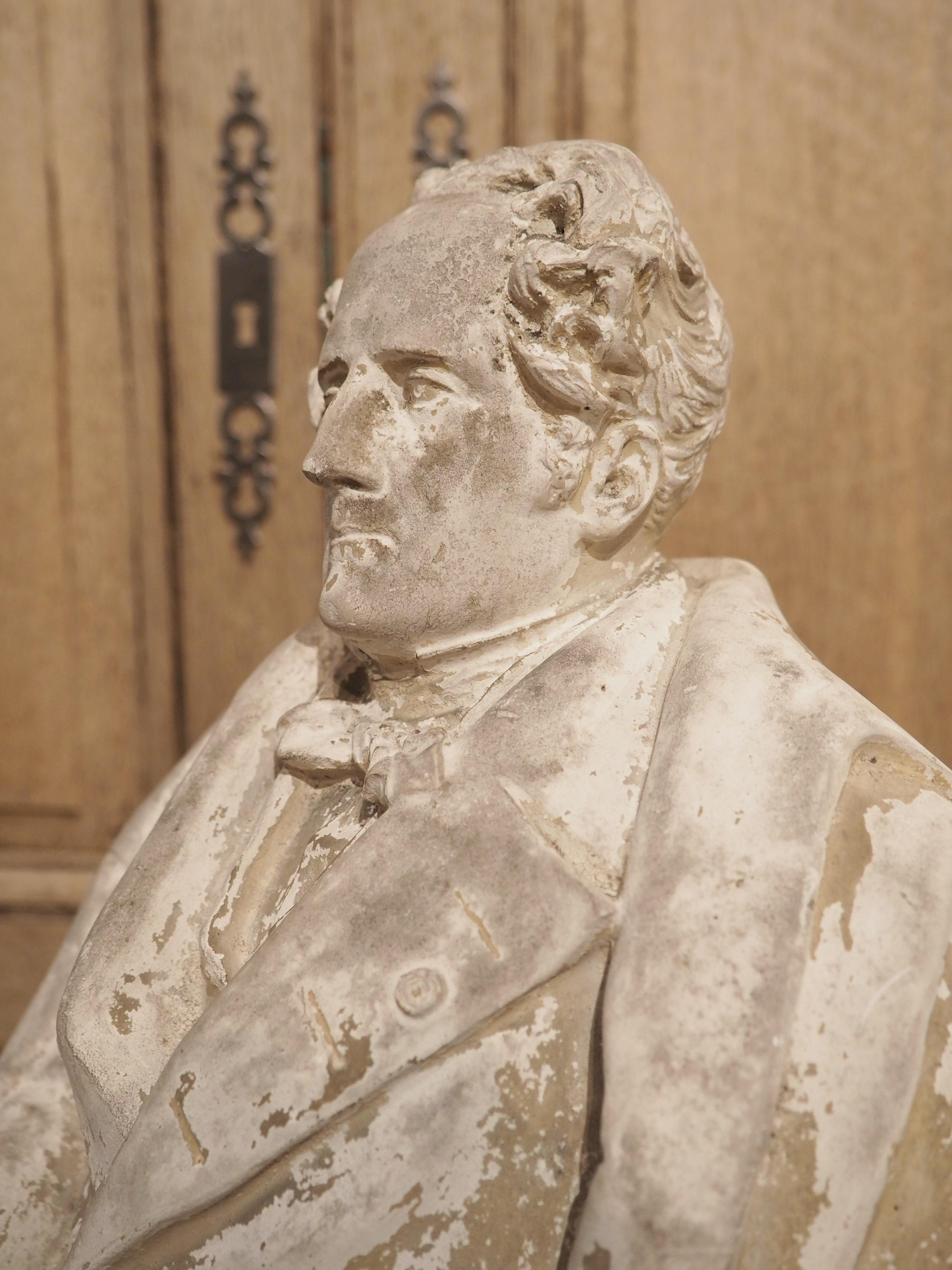 circa 1880 French Plaster Sculpture of Francois Rene De Chateaubriand For Sale 2