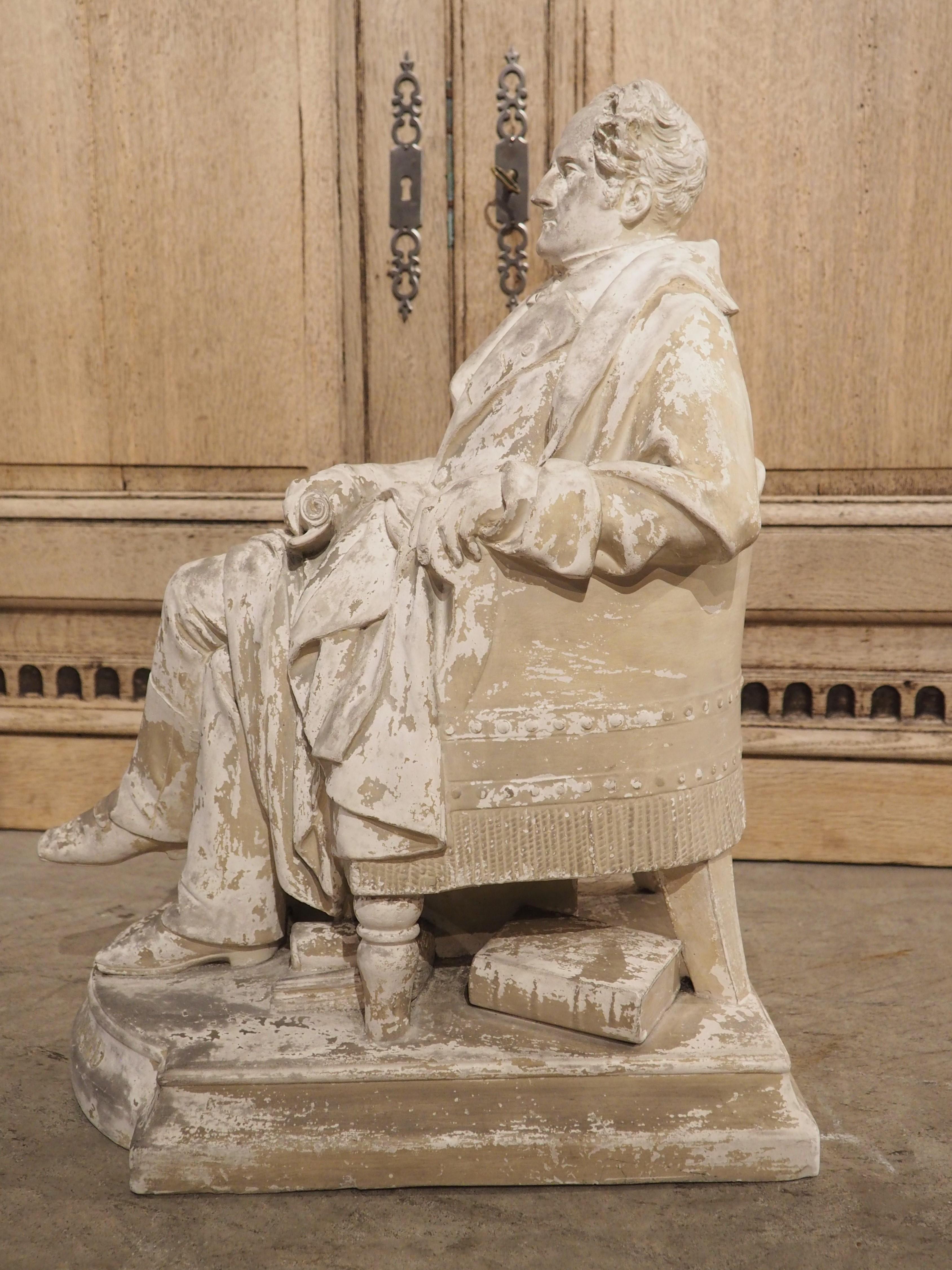 circa 1880 French Plaster Sculpture of Francois Rene De Chateaubriand For Sale 3