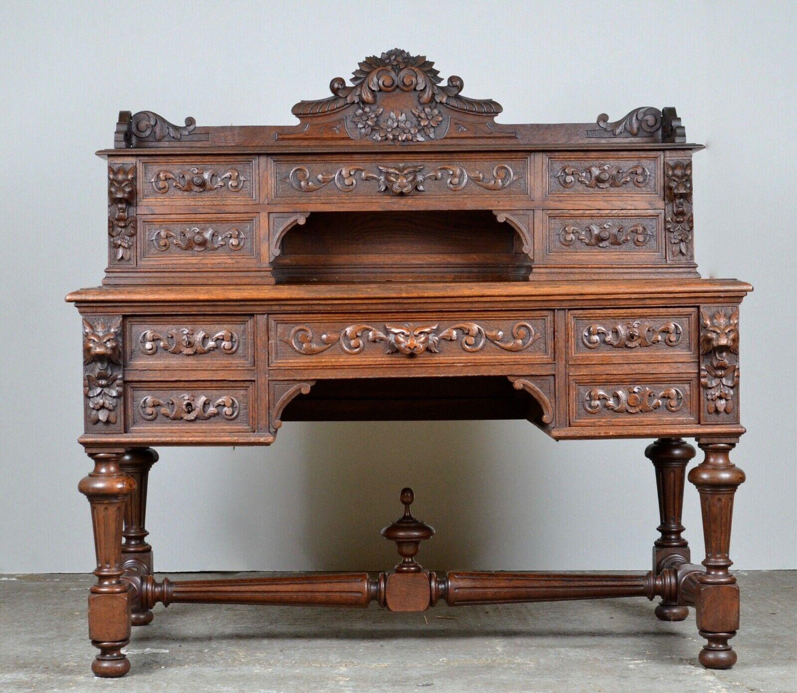 carved wood desk