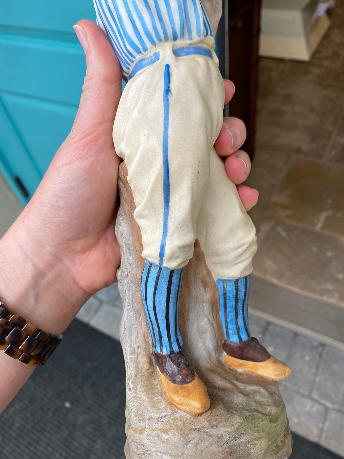 Circa 1880 German Bisque Heubach Rare Cricket Baseball Figurine, Unmarked For Sale 7