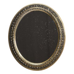 Circa 1880 Gold Wood Oval Gilded Napoleon III Mirror