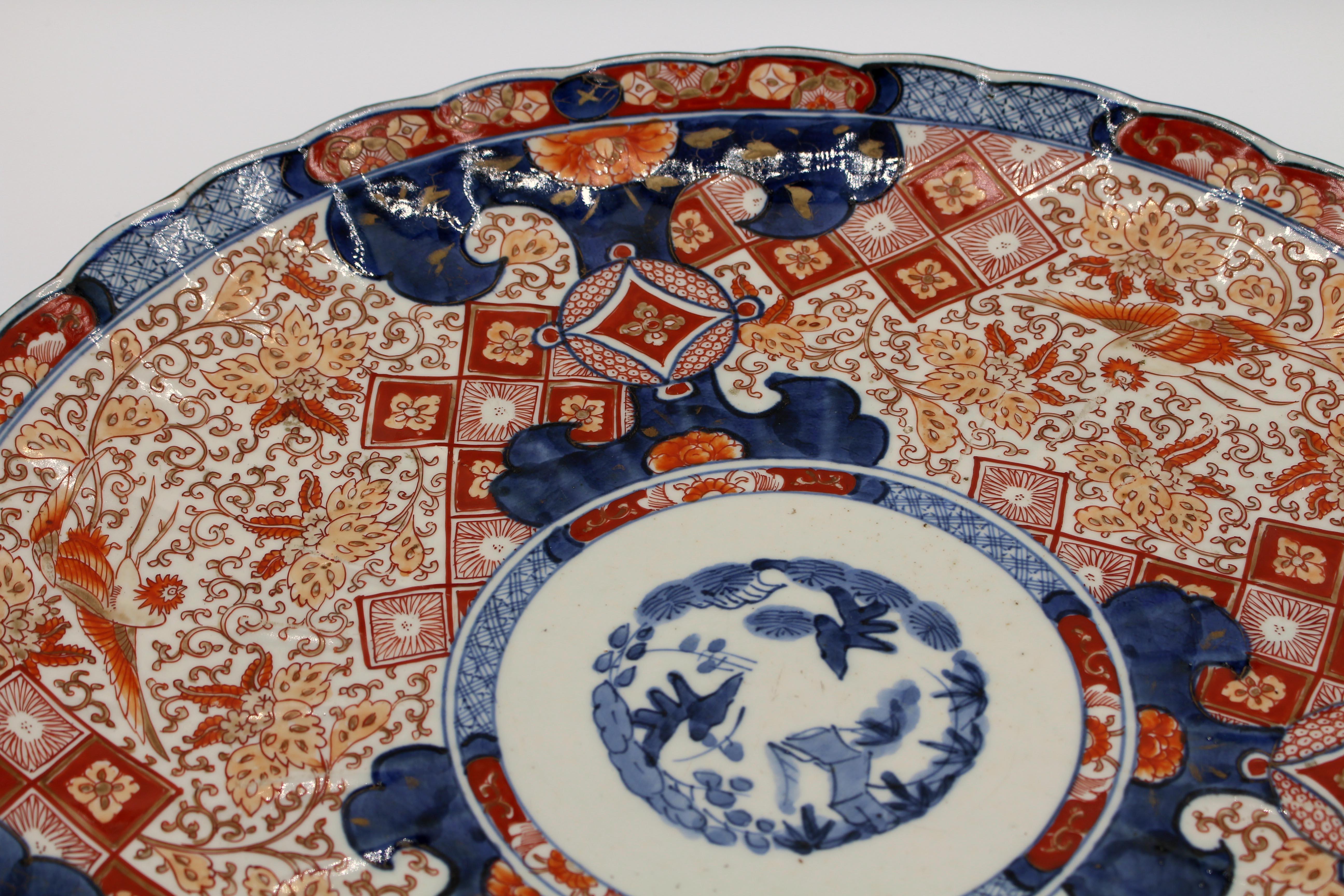 Chinese Circa 1880 Grand Scale Imari Charger with Scalloped Edge