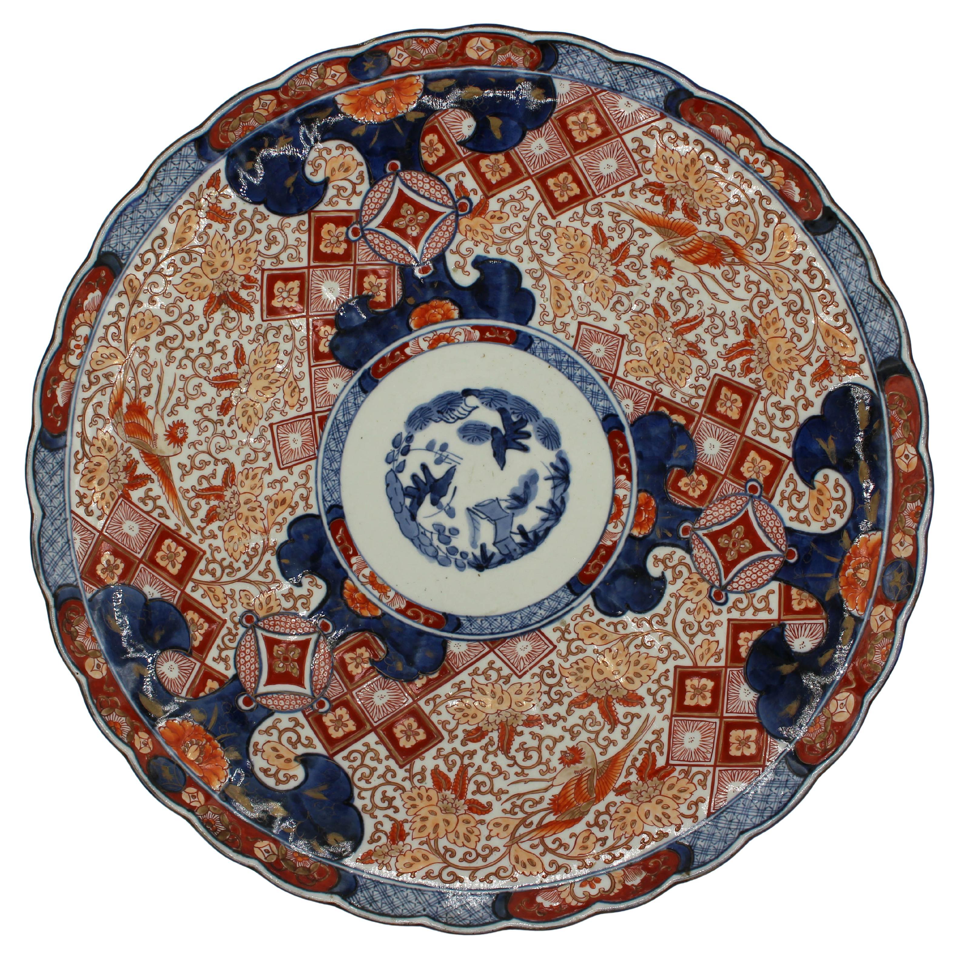 Circa 1880 Grand Scale Imari Charger with Scalloped Edge