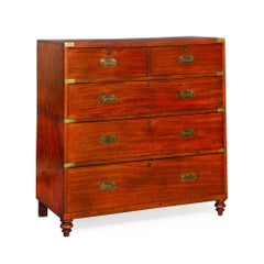Circa 1880 Irish Brass-Bound Mahogany Military Campaign Chest by Ross & Co