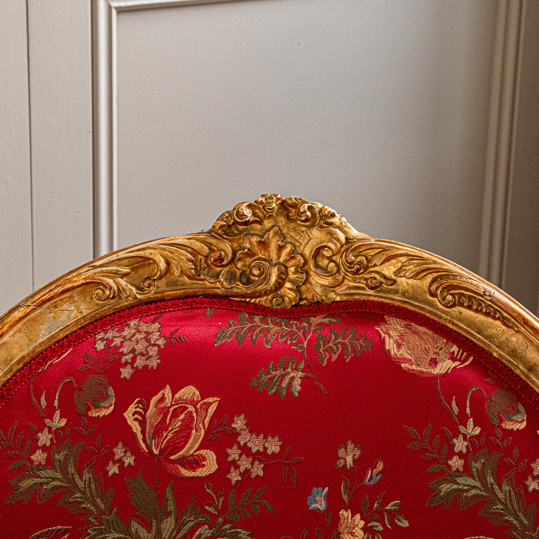 Chaise longue italienne en bois doré de style LXV vers 1880 en vente 1