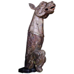 Circa 1880 Large Carved Oak Dragon Figurehead Gentleman's Yacht Maritime