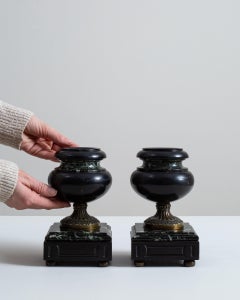 Circa 1880 Marble Pair Of Marble And Bronze Cassoulets