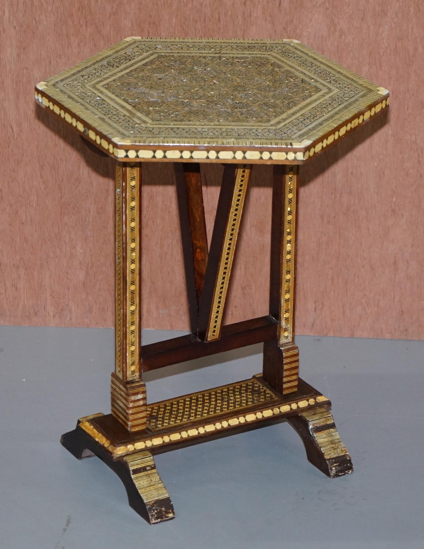 Moroccan Liberty's London Moorish Mother of Pearl Folding Tea Table, circa 1880 7