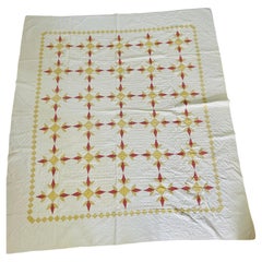 Trapunta con motivo di narcisi risalente al 1880 circa, con un esclusivo bordo a rombi giallo cromo