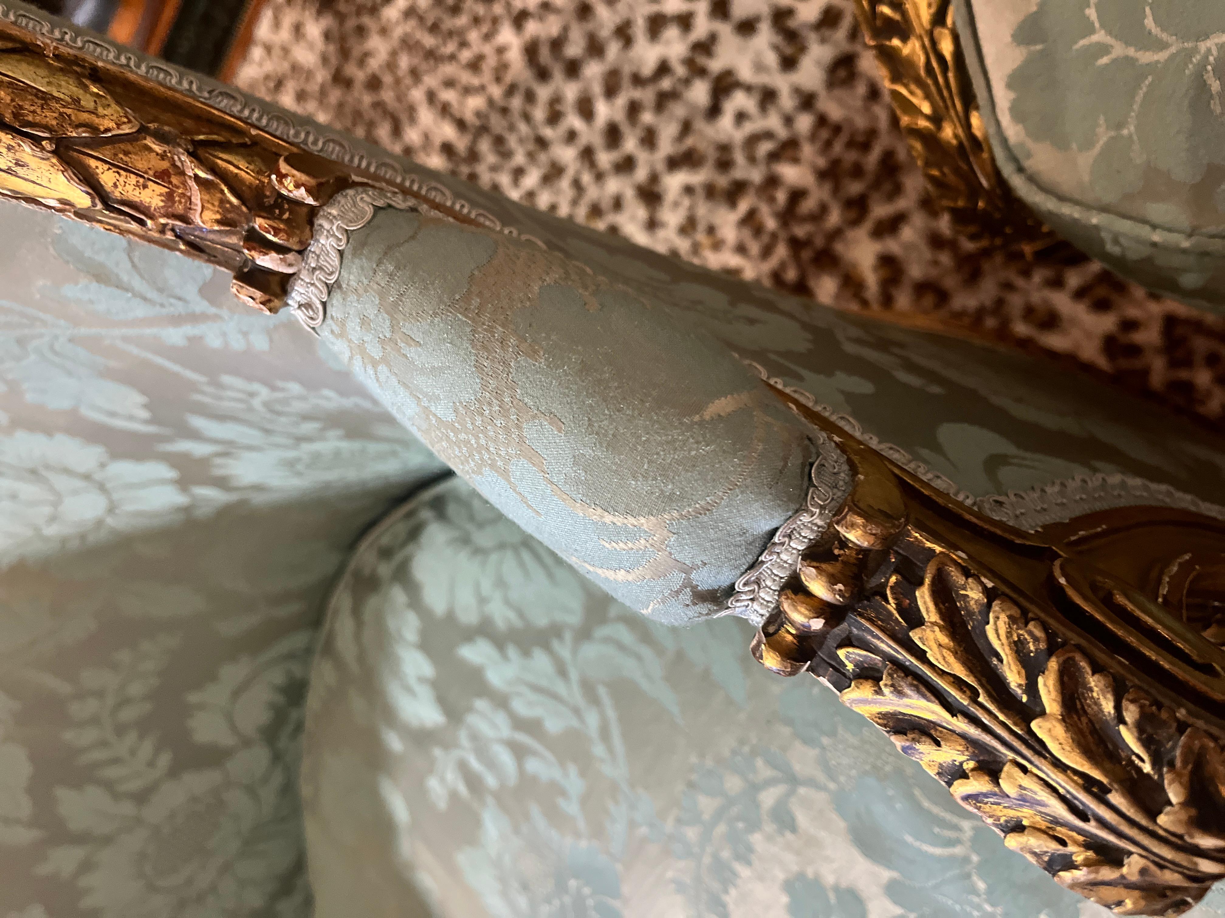 CIRCA 1880 Paar Louis XVI Stil Giltwood Bergeres (Vergoldetes Holz) im Angebot