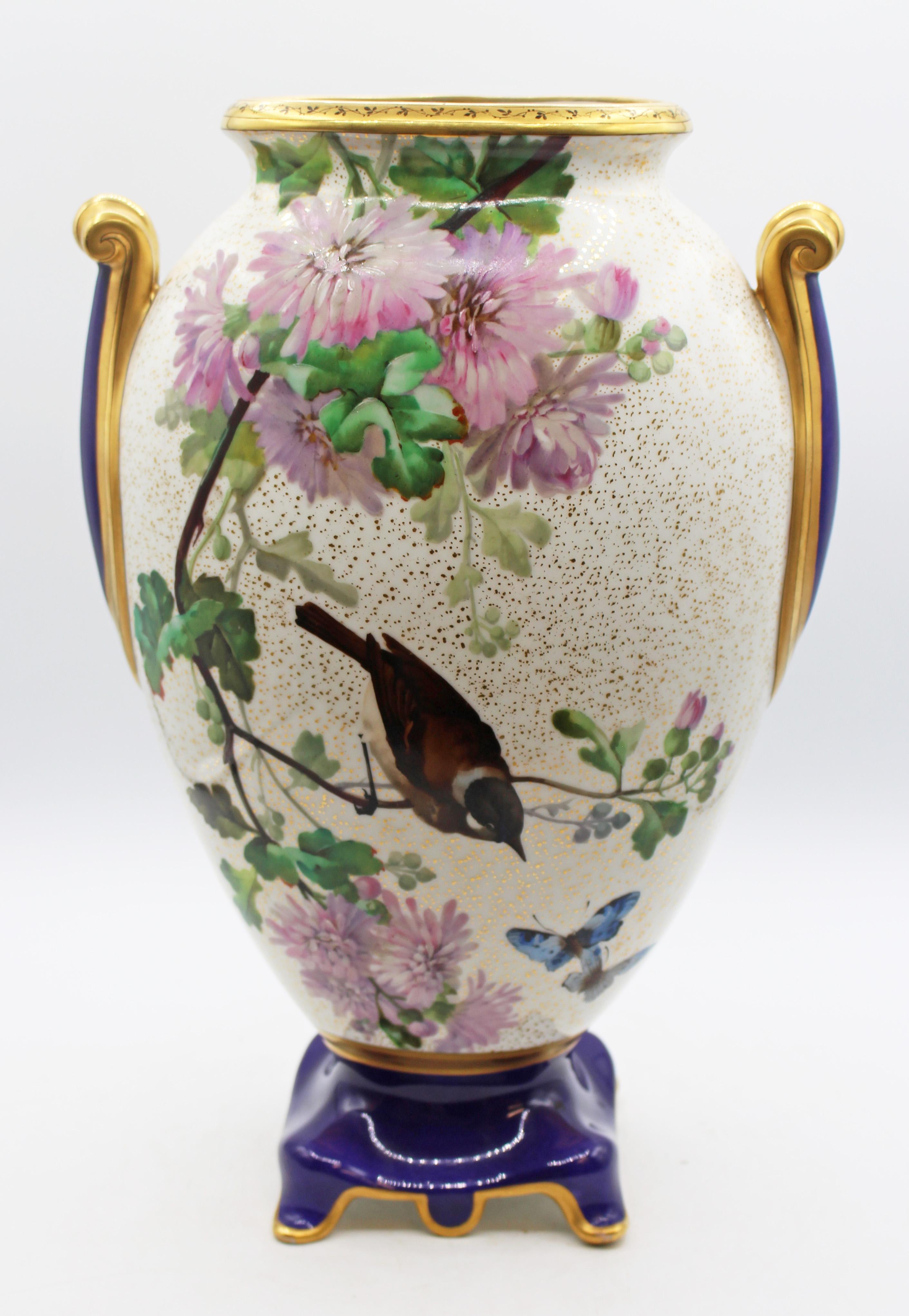 Aesthetic Movement Circa 1880 Pair of French Porcelain Large Ovoid Form Vases For Sale