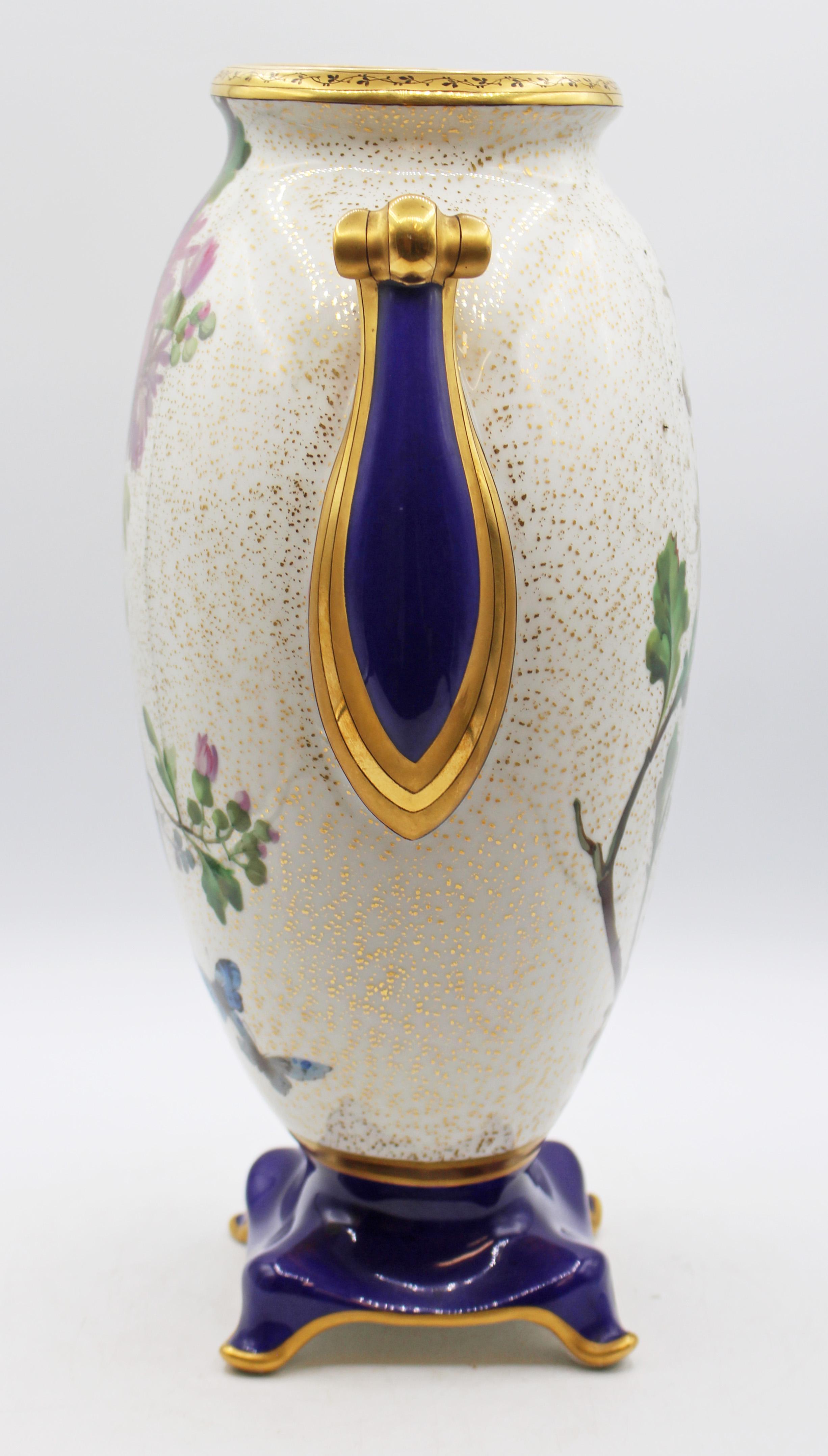 Gilt Circa 1880 Pair of French Porcelain Large Ovoid Form Vases For Sale
