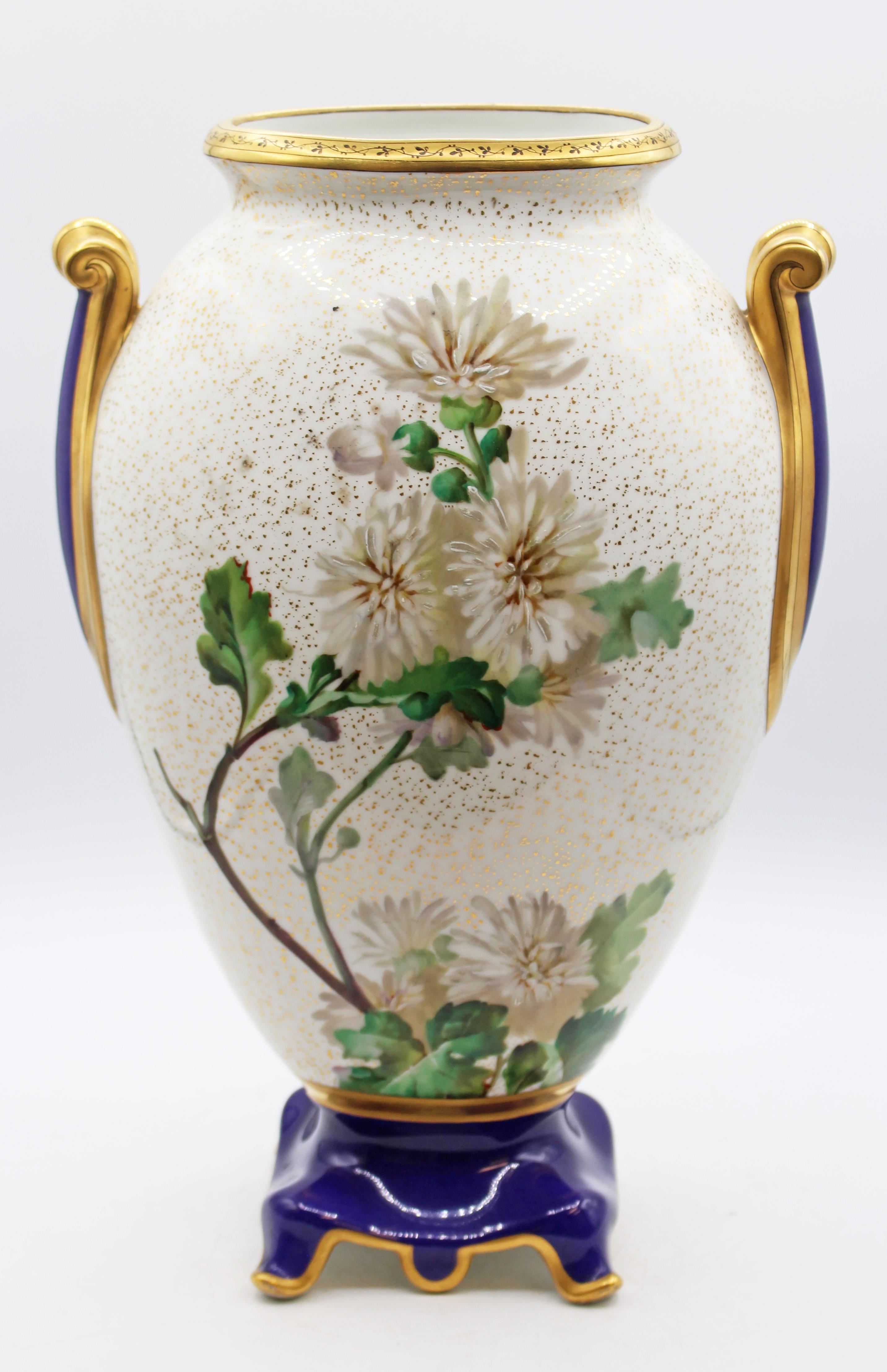 Circa 1880 Pair of French Porcelain Large Ovoid Form Vases In Good Condition For Sale In Chapel Hill, NC