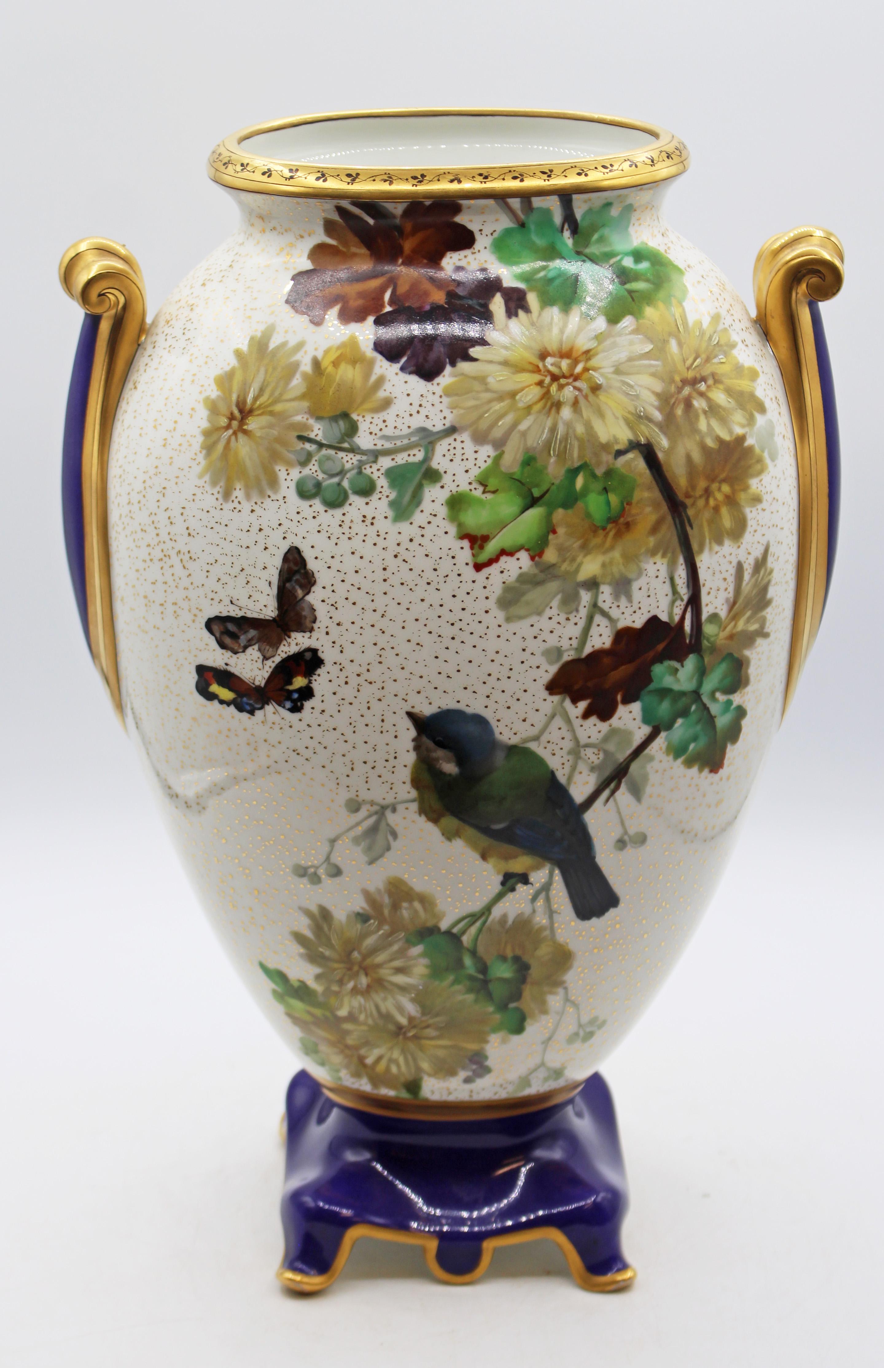Circa 1880 Pair of French Porcelain Large Ovoid Form Vases For Sale 1