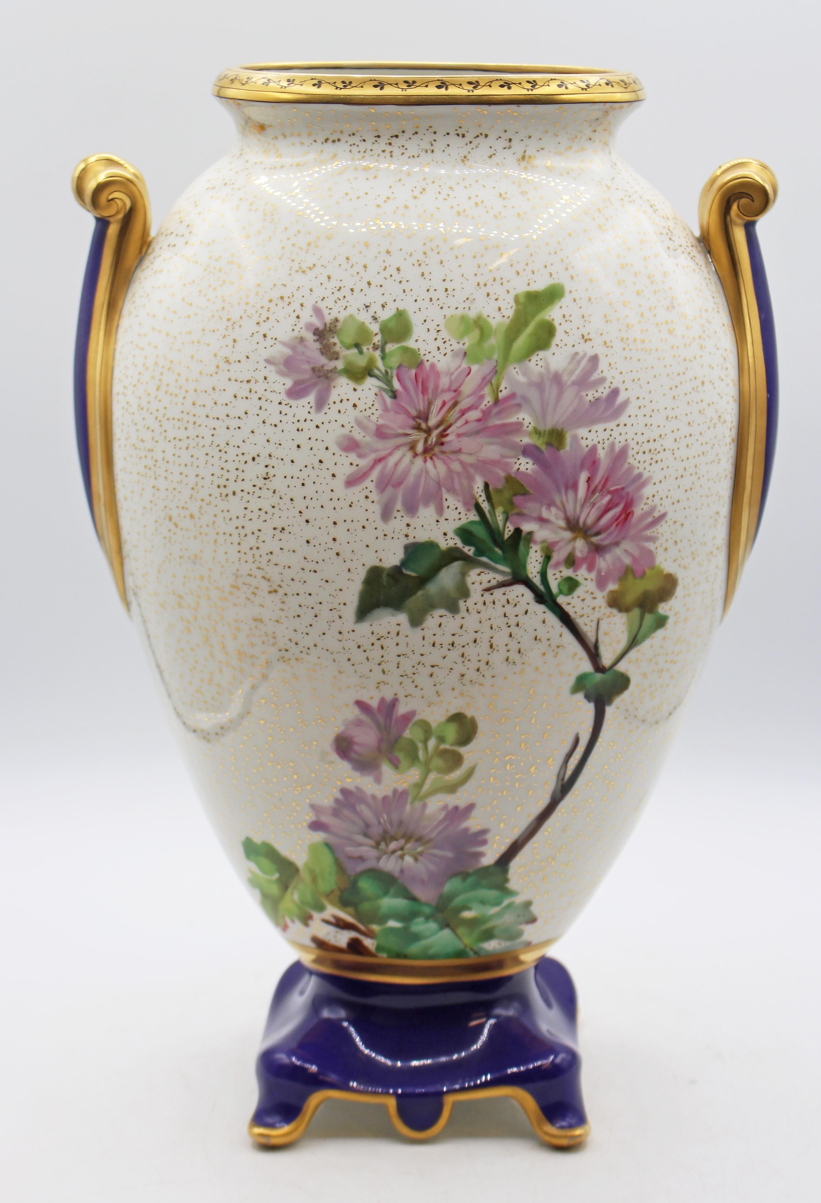 Circa 1880 Pair of French Porcelain Large Ovoid Form Vases For Sale 3