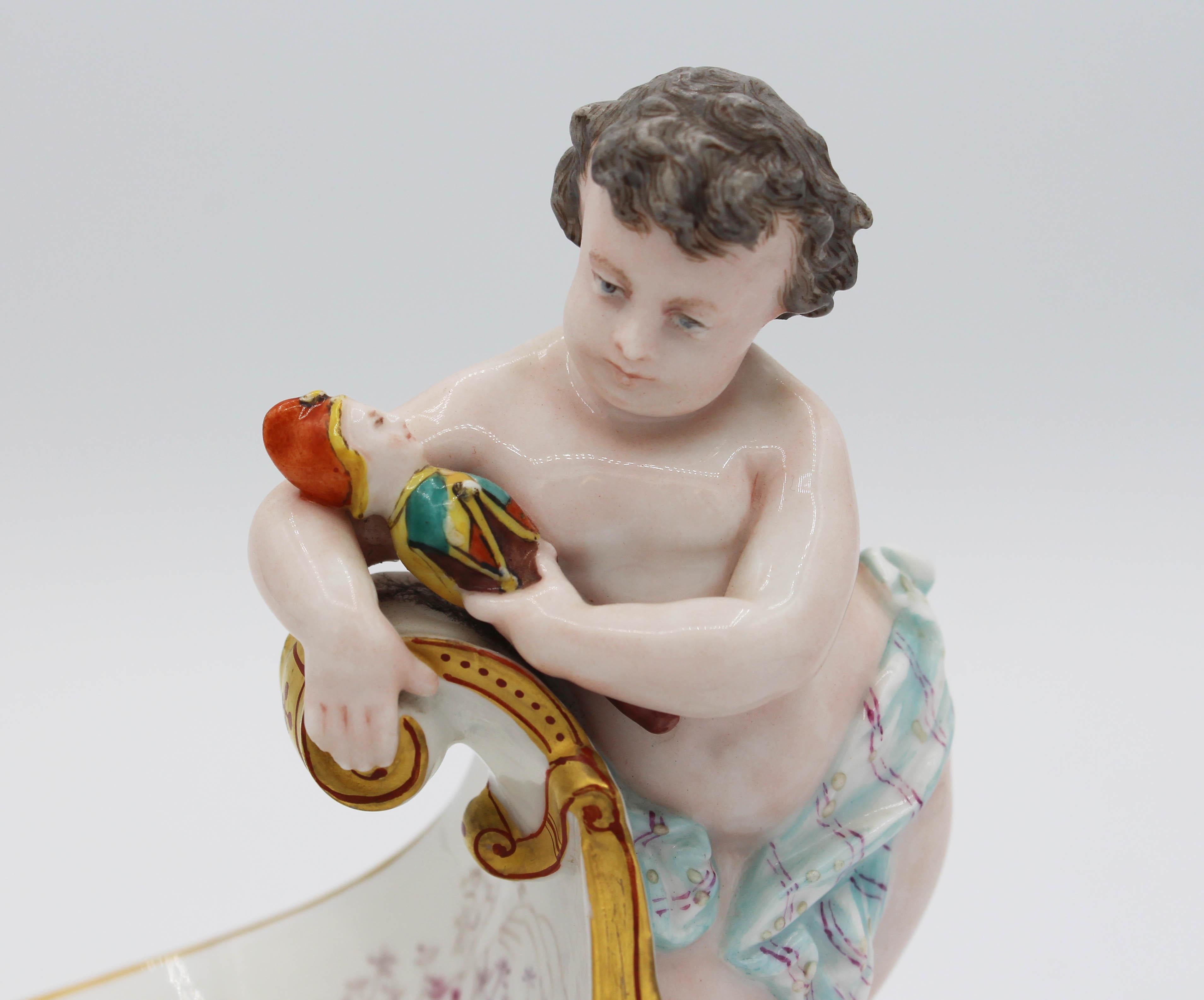 Circa 1880 Pair of Porcelain Children Figural Potpourri Stands 2