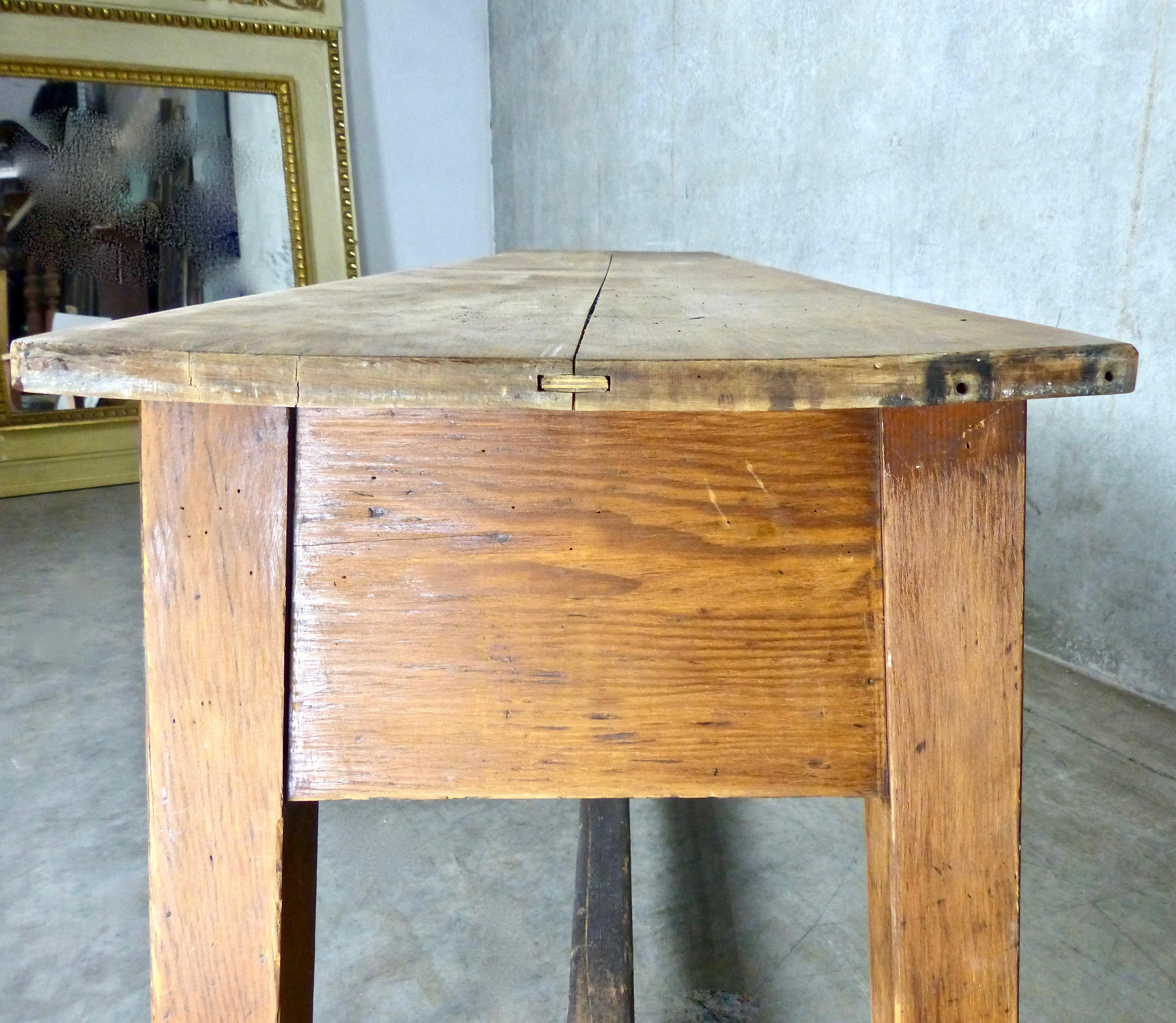 North American Pine Trestle Table or Console Table, circa 1880