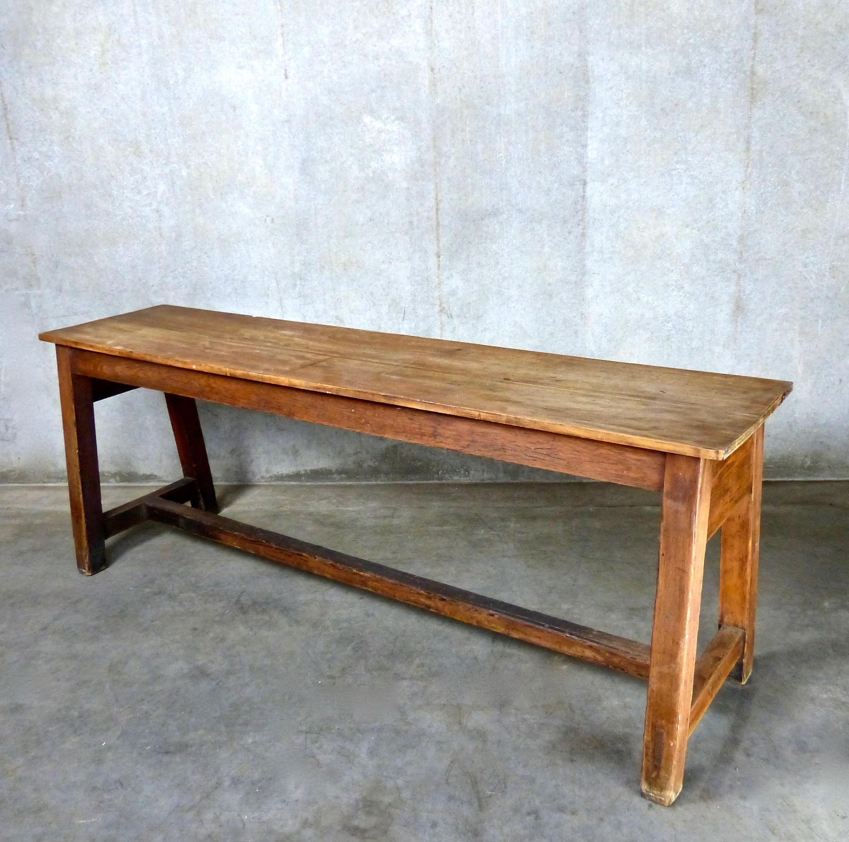 Pine Trestle Table or Console Table, circa 1880 2