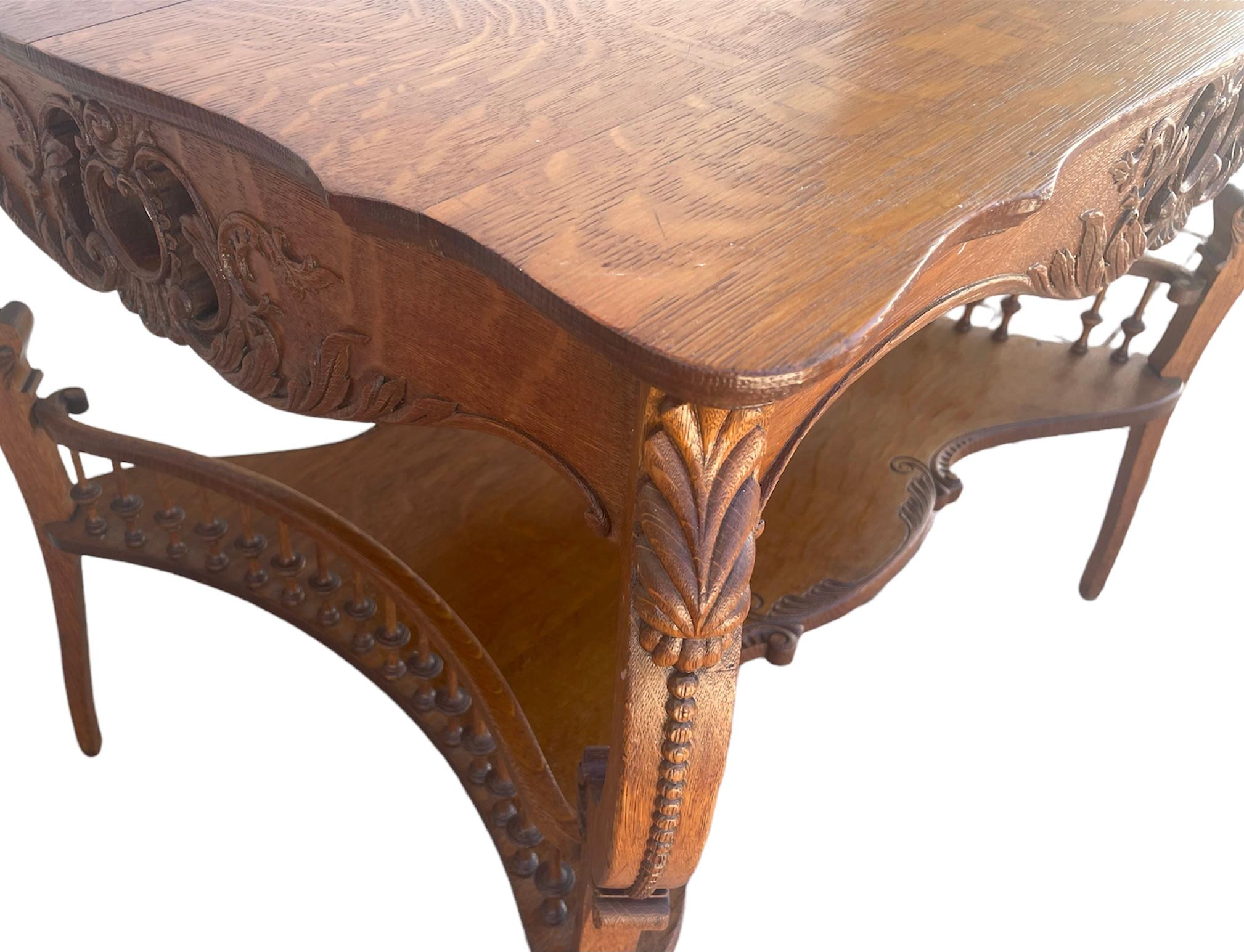 Early Victorian Circa 1880' Quarter Saw Tiger Oak Table