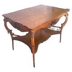 Table en chêne tigré à quart-de-scie datant d'environ 1880