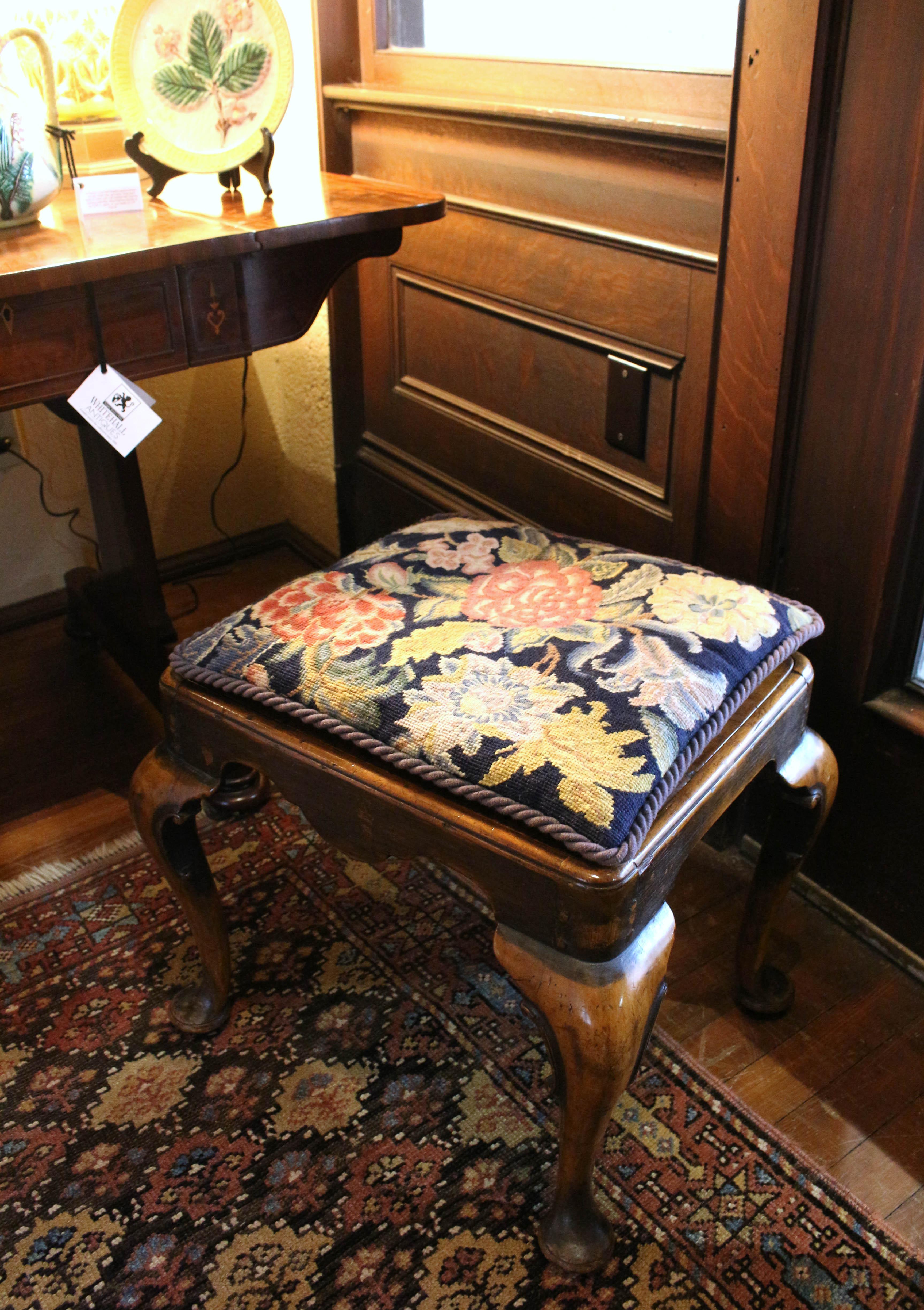 Circa 1880 Queen Anne Style Footstool or Small Bench, English For Sale 3