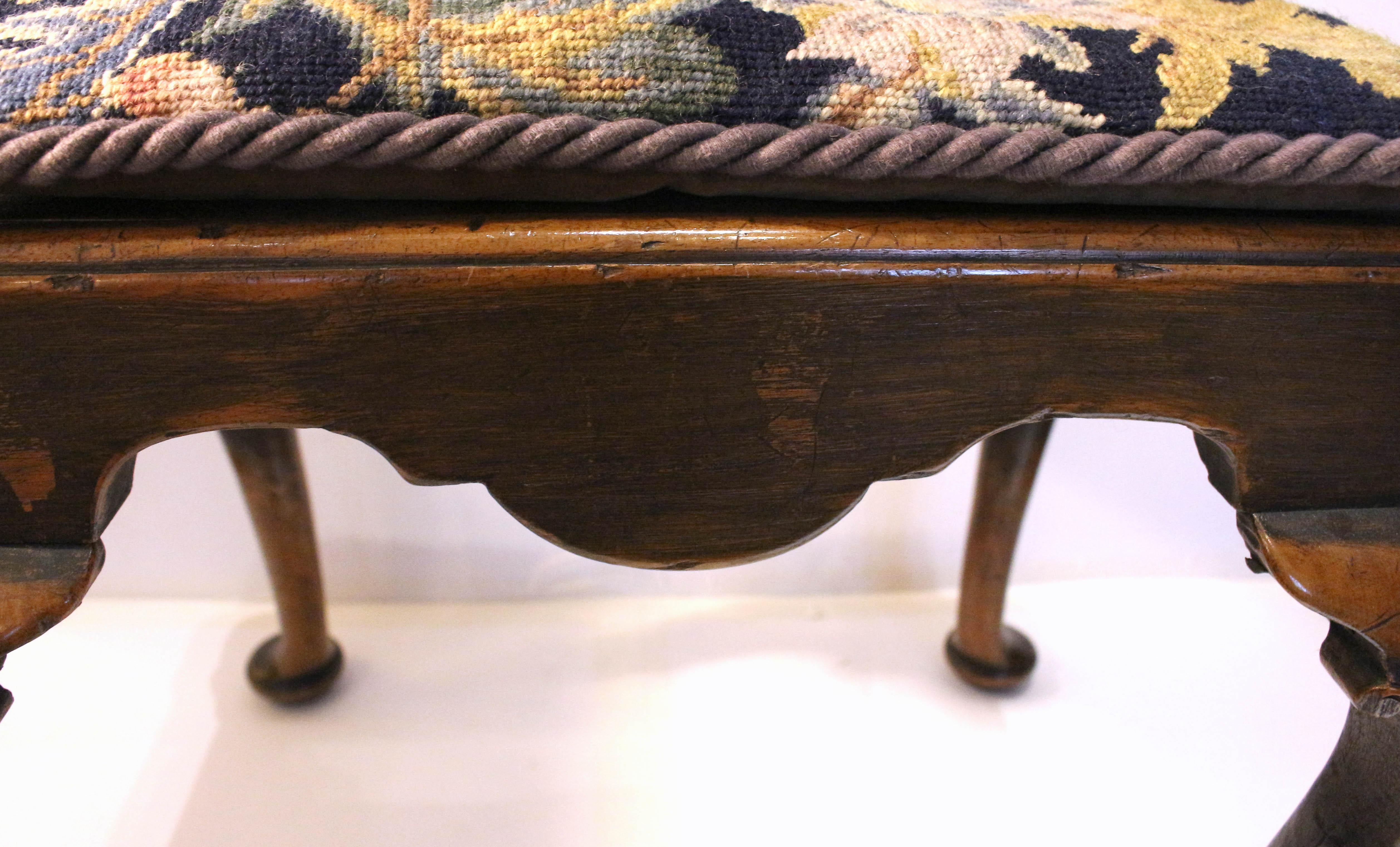 Circa 1880 Queen Anne Style Footstool or Small Bench, English For Sale 1