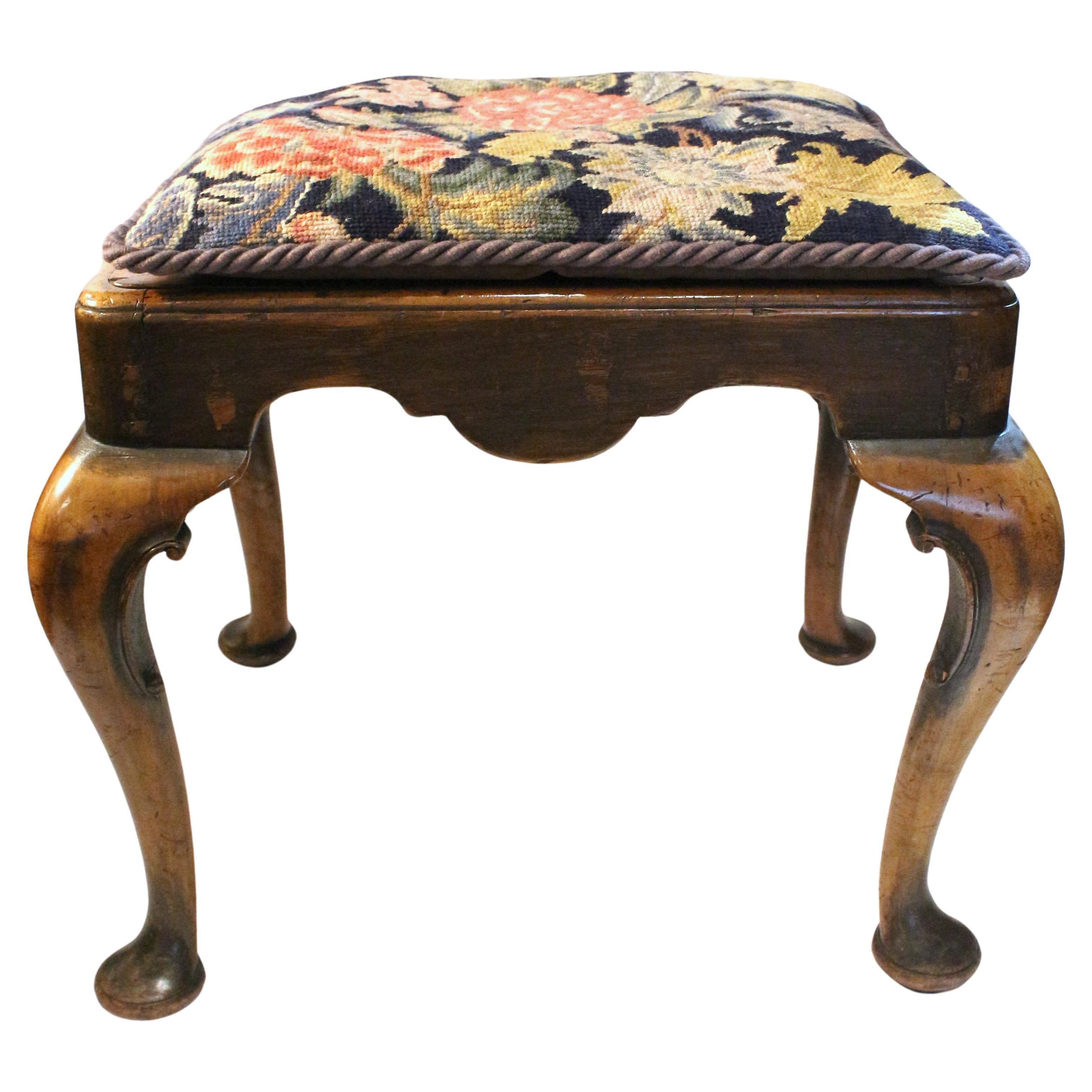 Circa 1880 Queen Anne Style Footstool or Small Bench, English For Sale