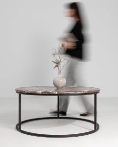 Circa 1880 Rose Metal Coffee Table With Marble Top
