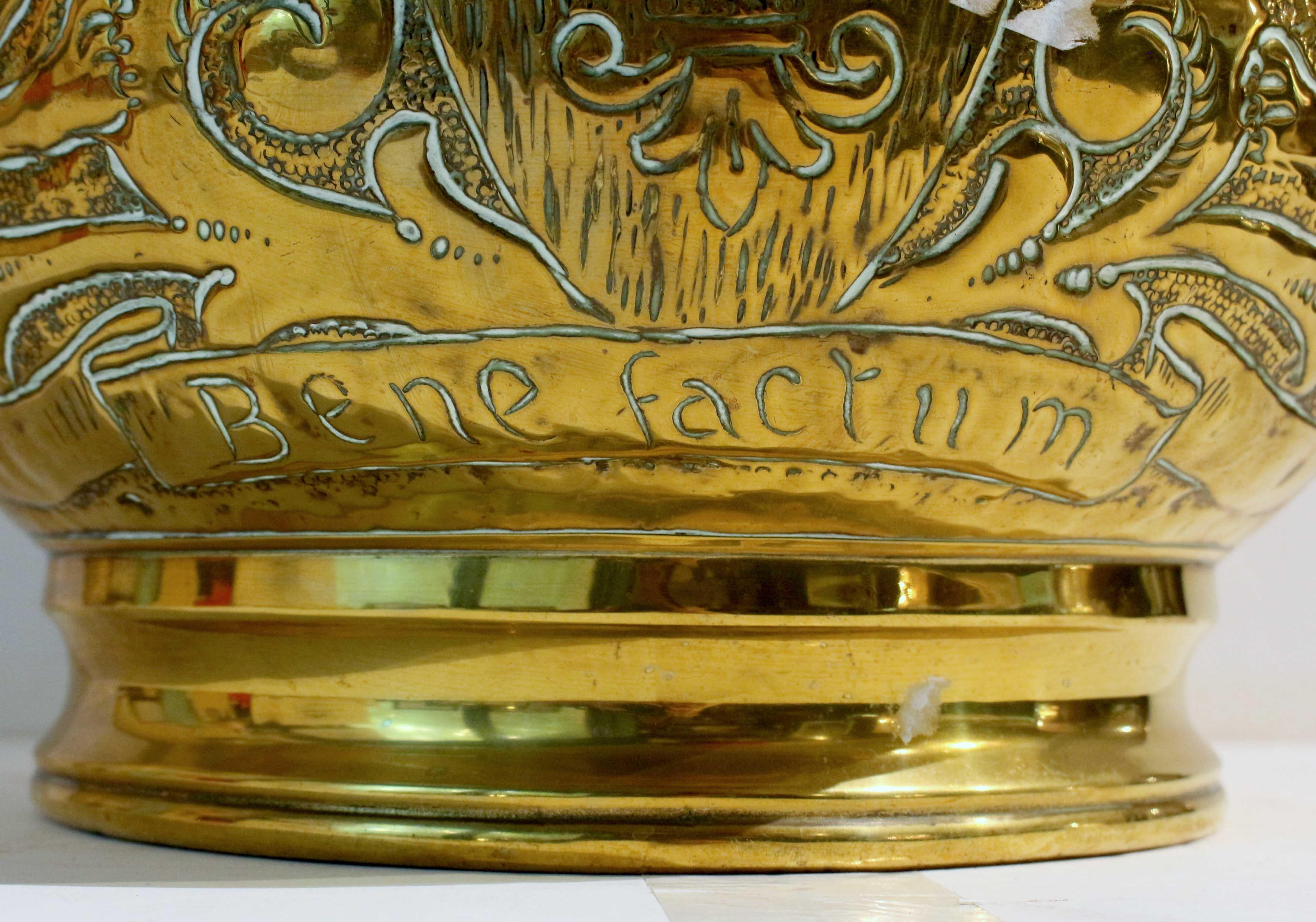 Circa 1880 Round Brass Handled Jardiniere, English For Sale 1