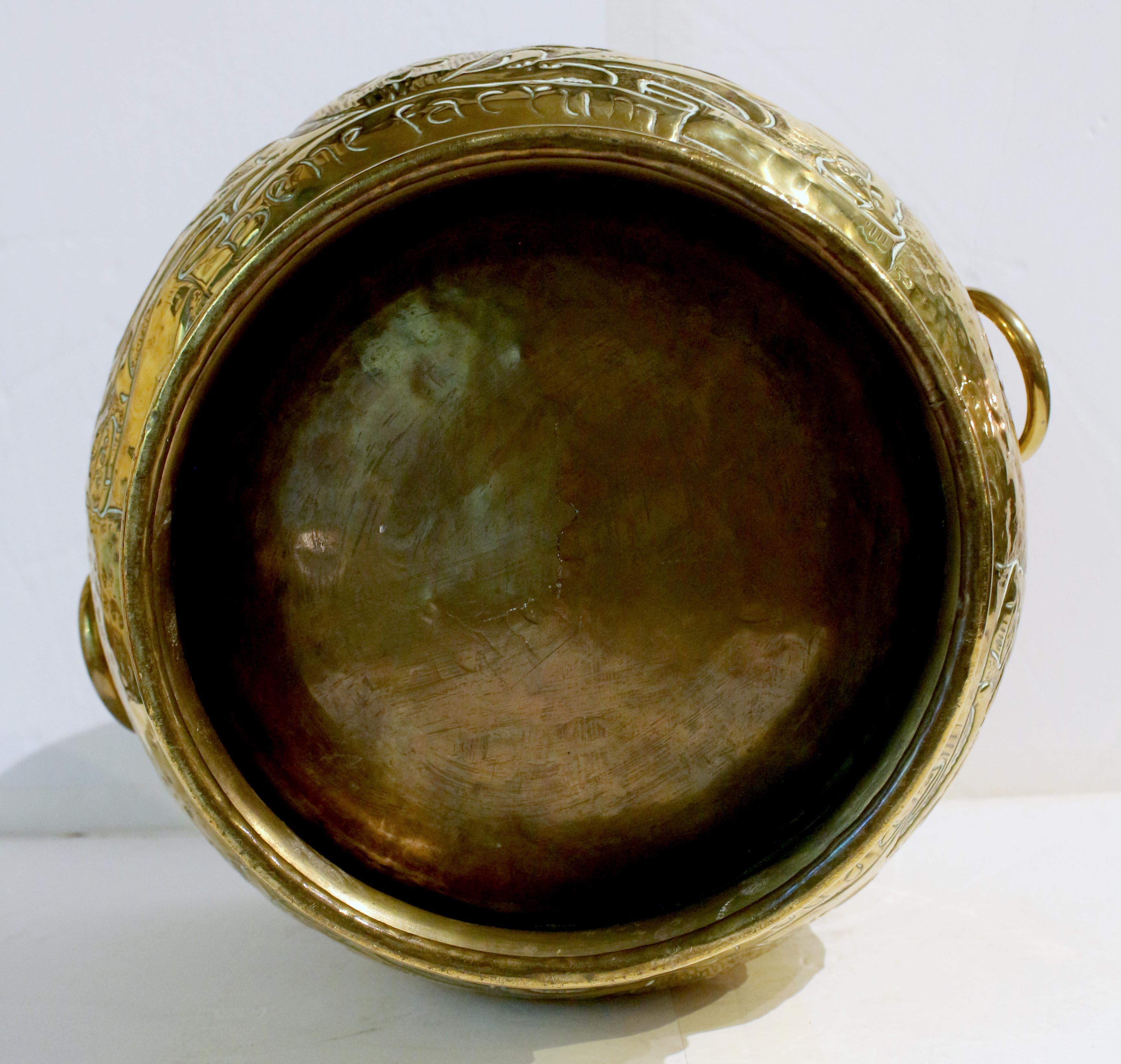 Circa 1880 Round Brass Handled Jardiniere, English For Sale 2